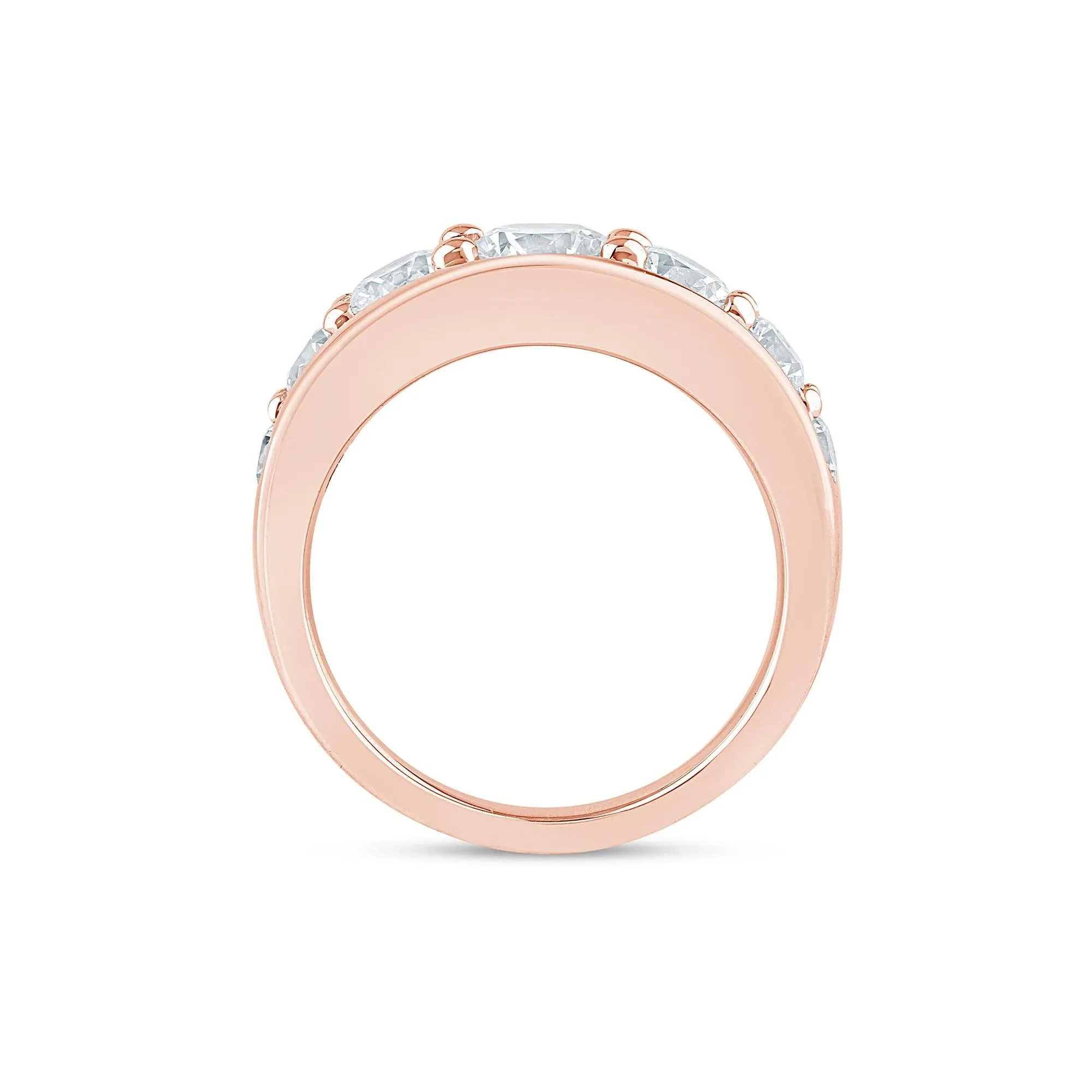 2 CT. Tw. Lab Grown Diamond Graduated Channel Band Ring 14K Rose Gold Size 8 2mm - Image 2
