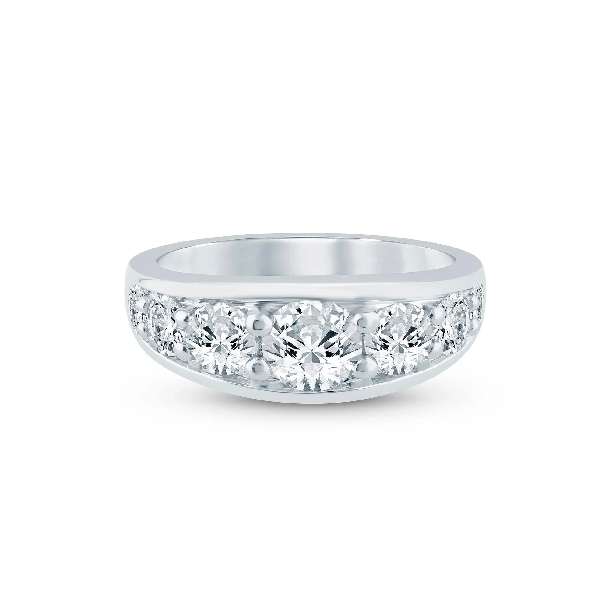 2 CT. Tw. Lab Grown Diamond Graduated Channel Band Ring 14K White Gold Size 7.5 2mm