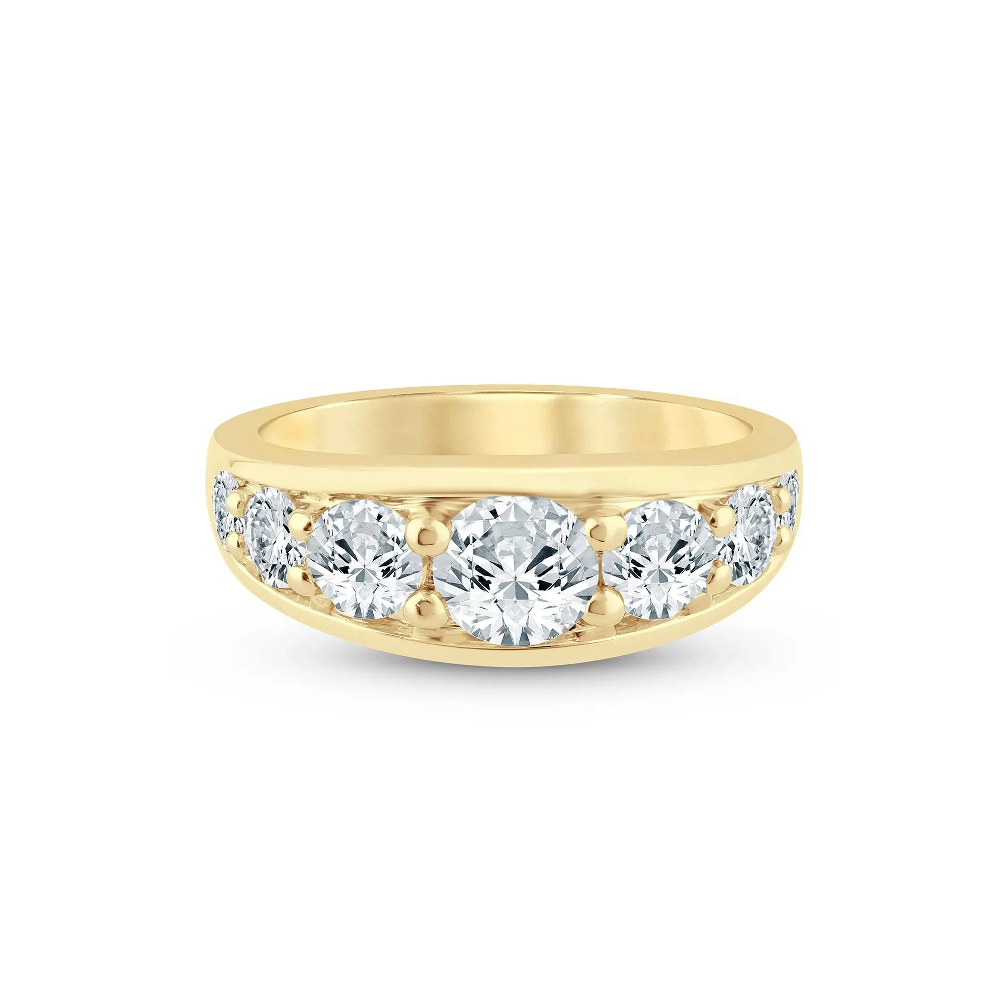 2 CT. Tw. Lab Grown Diamond Graduated Channel Band Ring 14K Yellow Gold Size 9 2mm