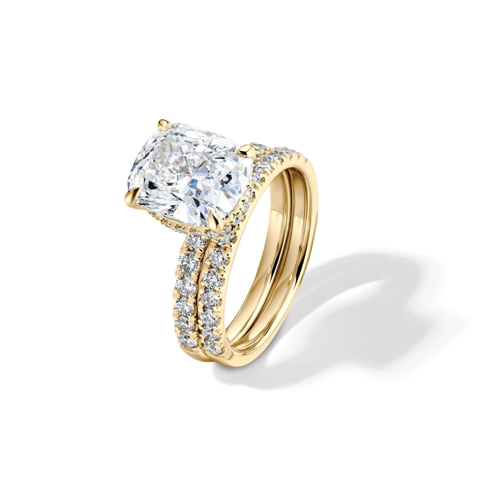 5 CT. Tw. Lab Grown Diamond Elongated Cushion Bridal Set 14K Yellow Gold Ring Size 5.5 2mm - Image 4