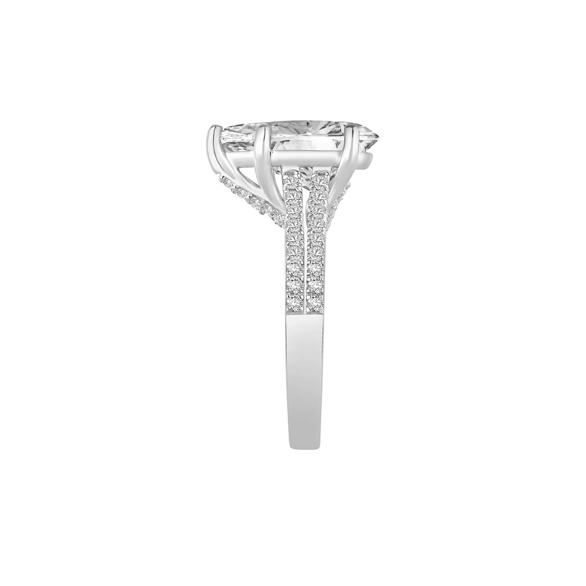 3 1/2 CT. Tw. Lab Grown Diamond Pear-Shaped Engagement Ring 14K White Gold Size 7 - Image 3