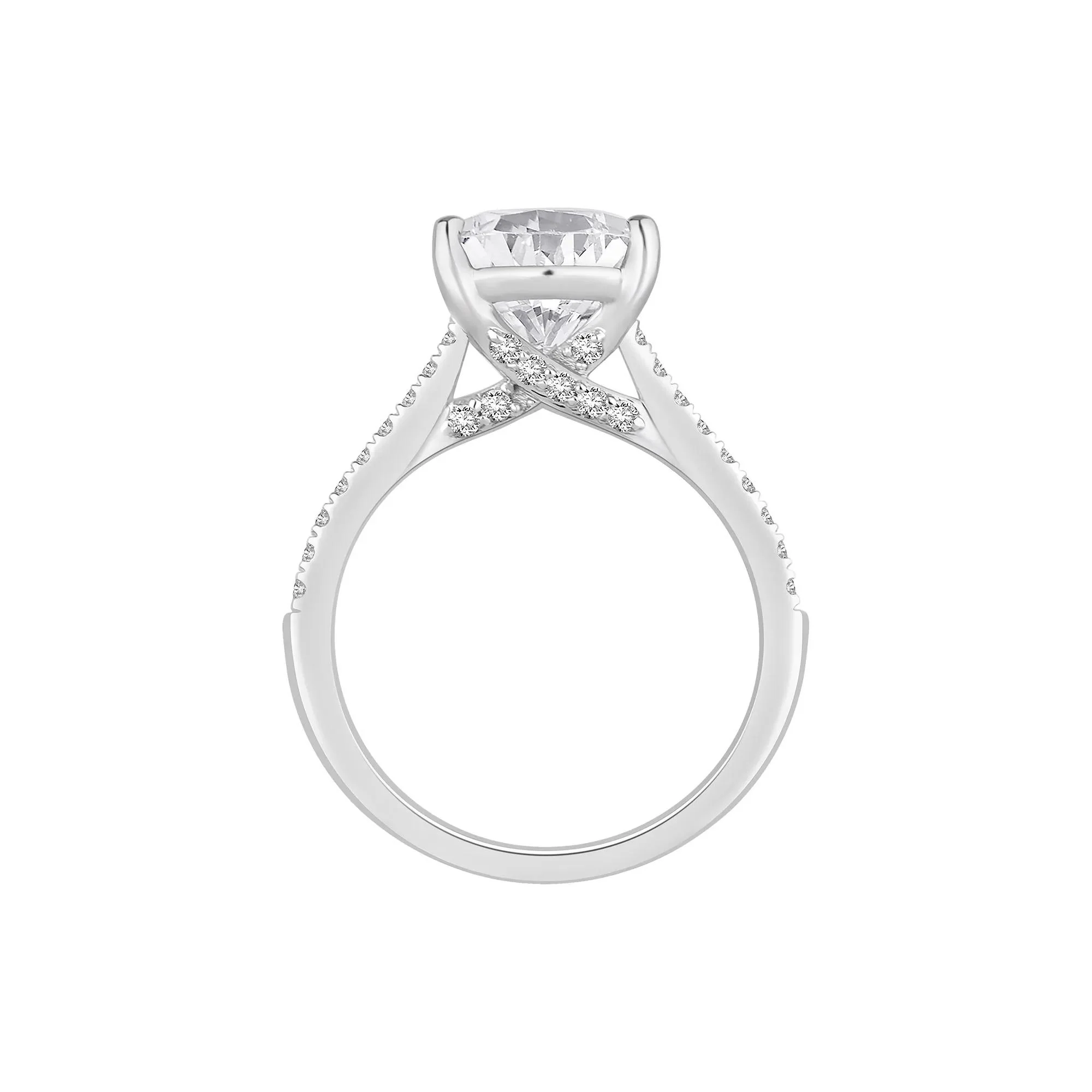 3 1/2 CT. Tw. Lab Grown Diamond Pear-Shaped Engagement Ring 14K White Gold Size 8 - Image 2