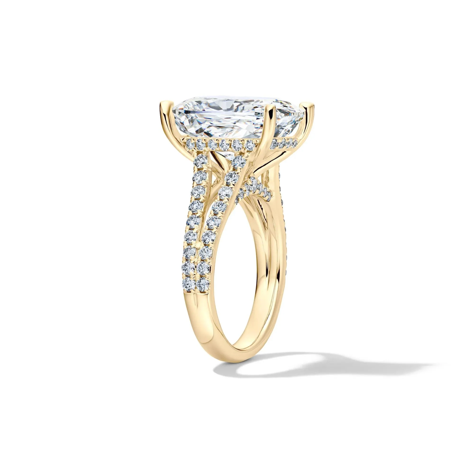11 CT. Tw. Lab Grown Diamond Elongated Cushion-Cut Engagement Ring 14K Yellow Gold Size 8 1.5mm - Image 3