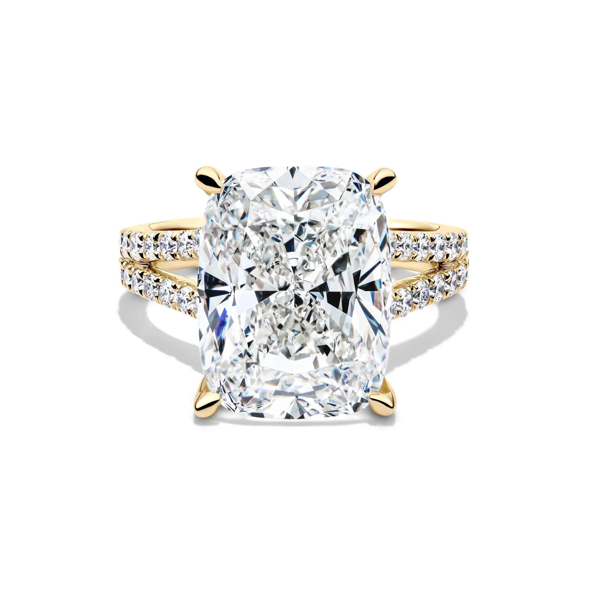 11 CT. Tw. Lab Grown Diamond Elongated Cushion-Cut Engagement Ring 14K Yellow Gold Size 9 1.5mm