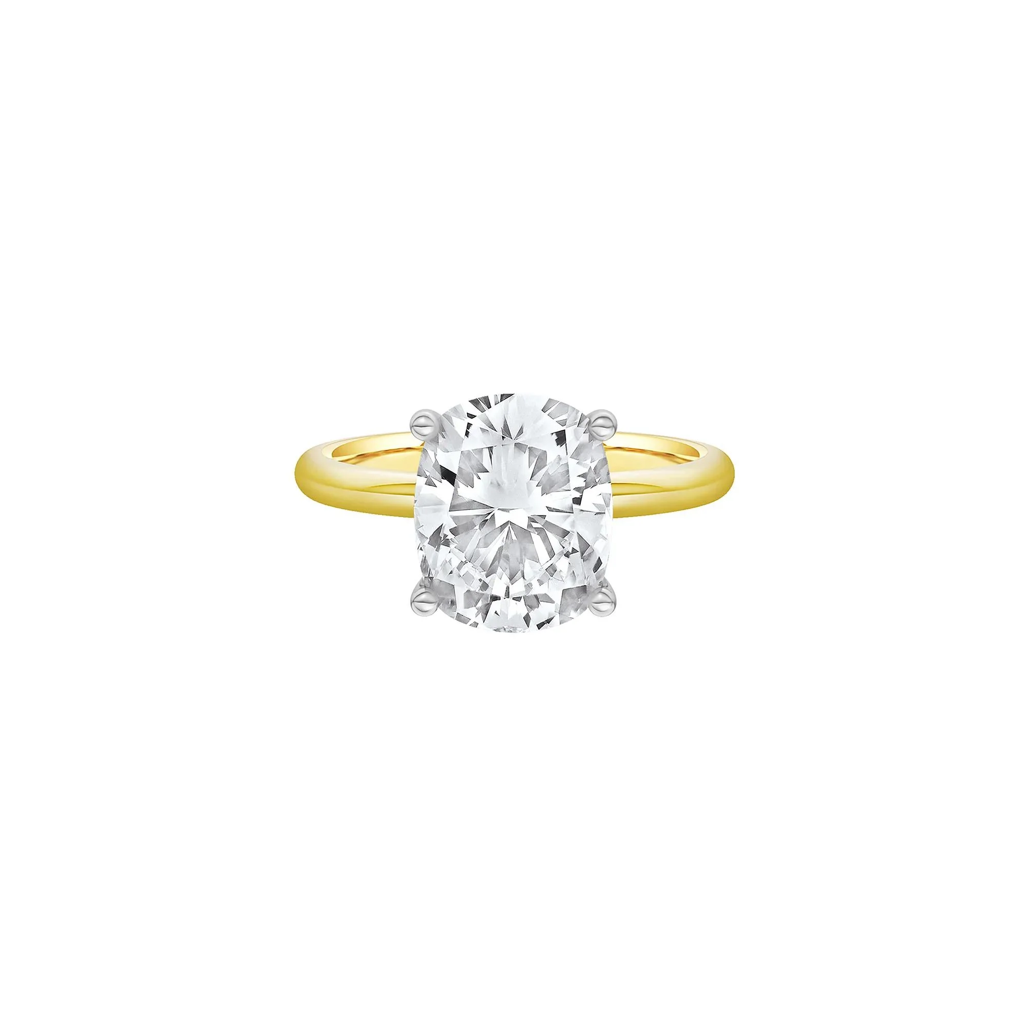 4 CT. Tw. Lab Grown Diamond Elongated Cushion-Cut Engagement Ring 14K Yellow and White Gold Size 9 2mm