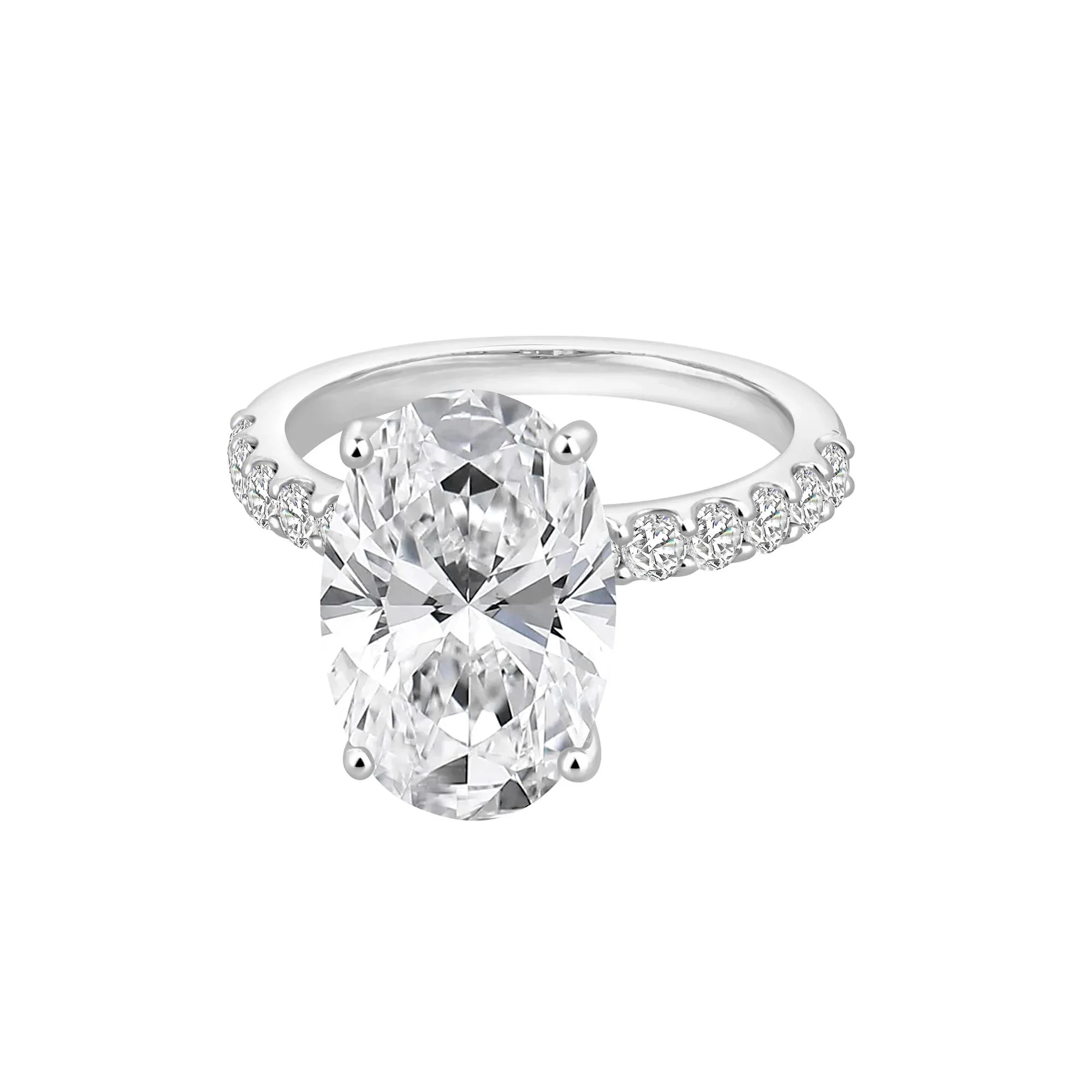 7 3/4 CT. Tw. Lab Grown Diamond Oval Engagement Ring 14K White Gold Size 7 - Image 4