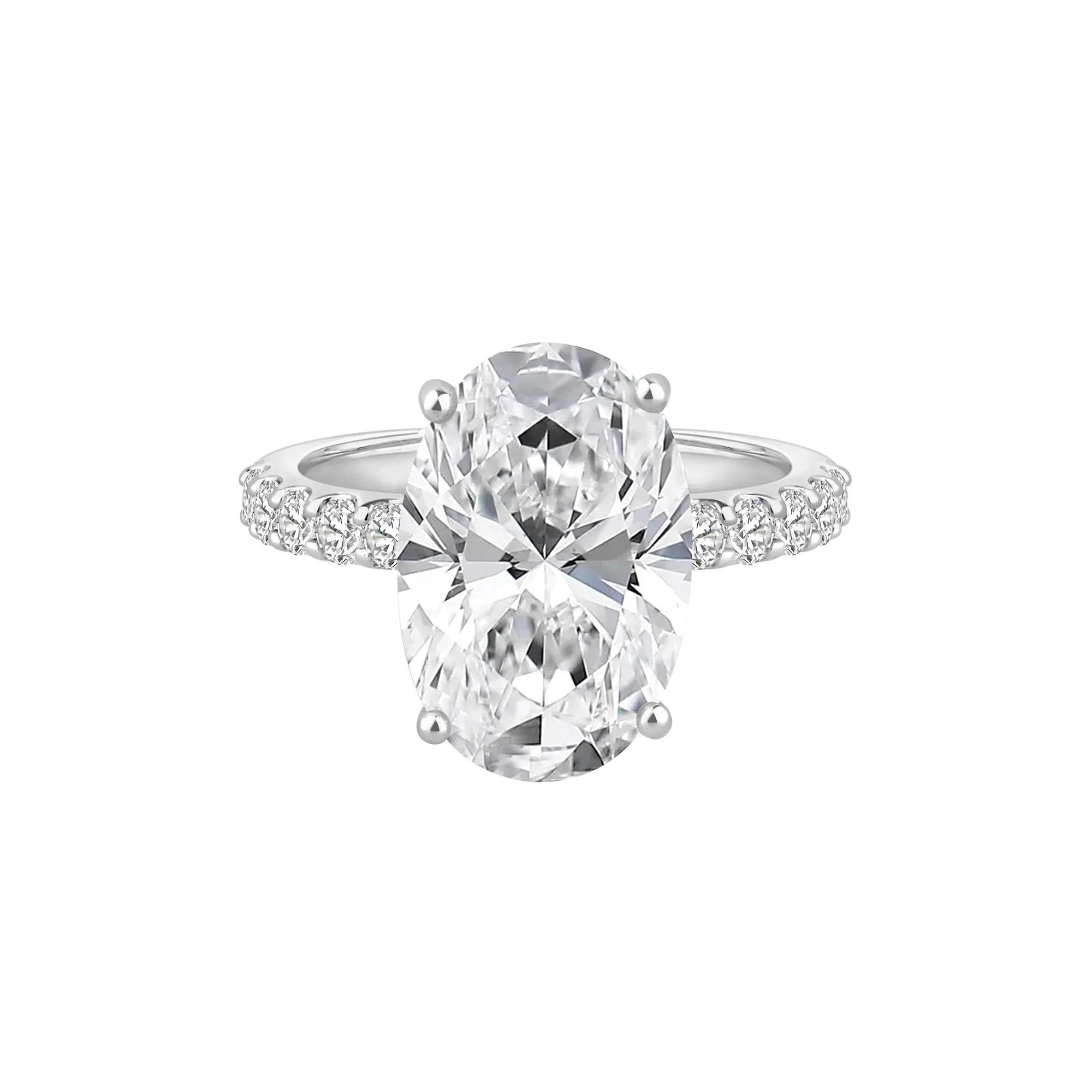 7 3/4 CT. Tw. Lab Grown Diamond Oval Engagement Ring 14K White Gold Size 8.5