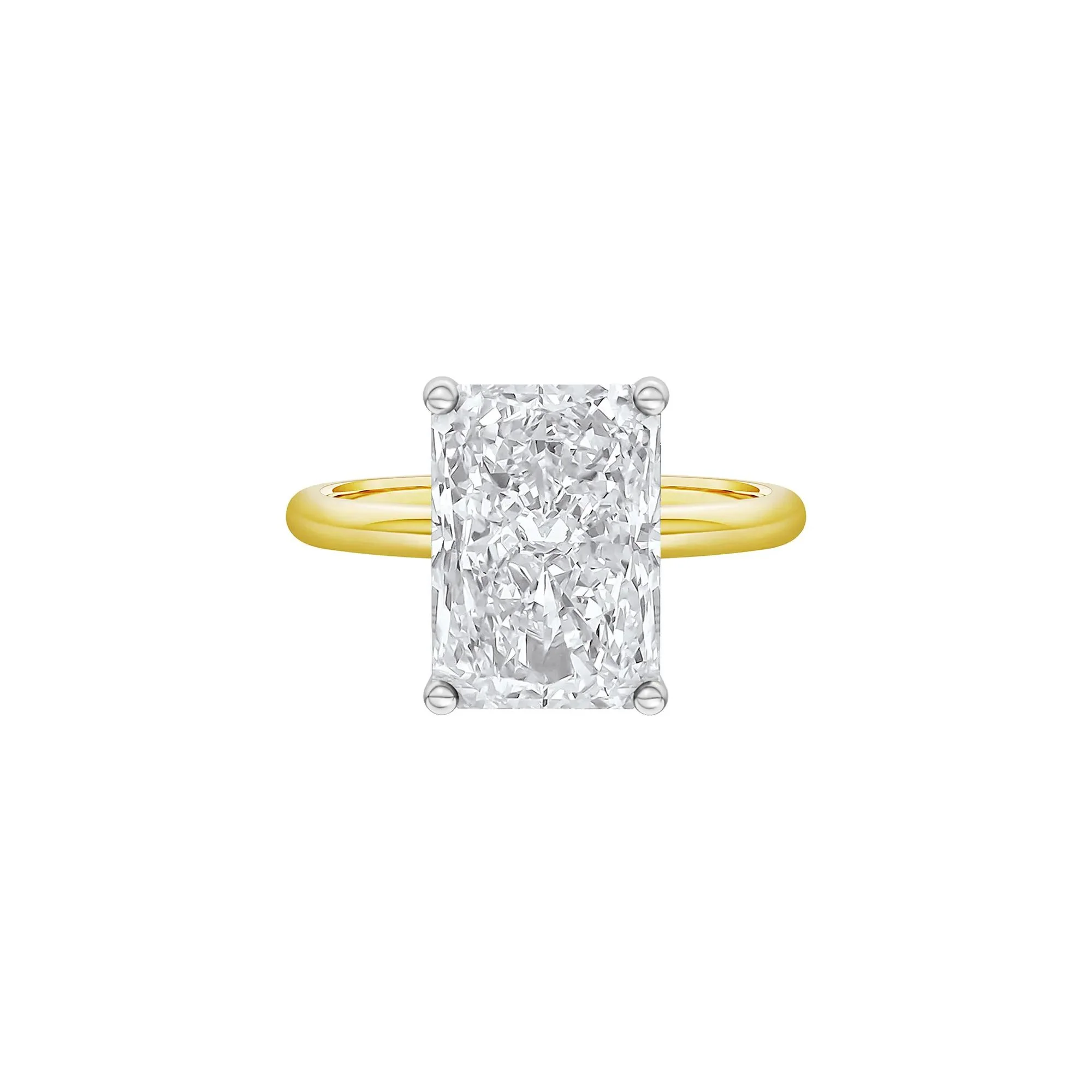 Lab Grown Diamond Radiant-Cut Solitaire Ring 14K Yellow & White Gold (5 CT.) Size 11.5 2mm