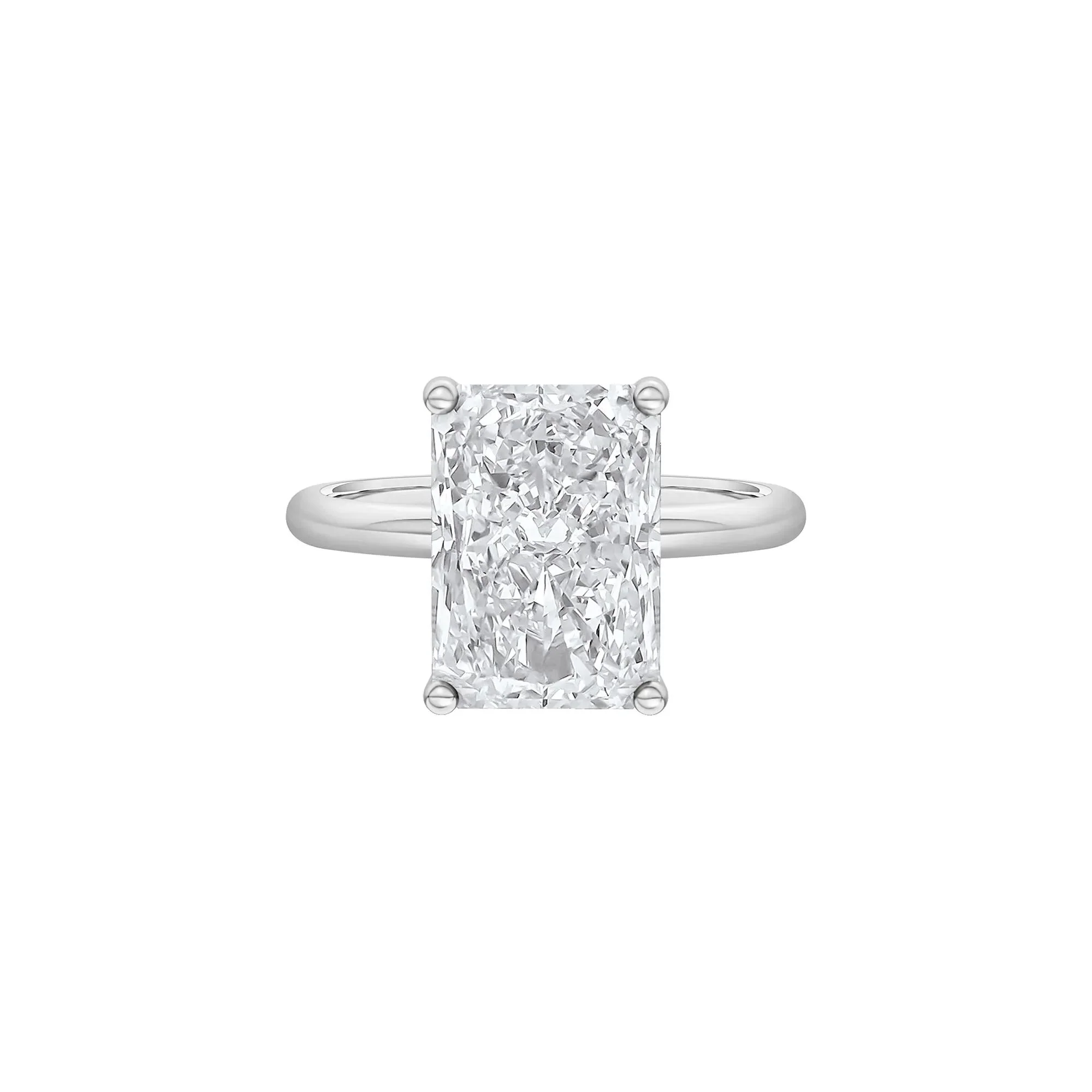 Lab Grown Diamond Radiant-Cut Solitaire Ring Platinum (5 CT.) White Size 7.5 2mm