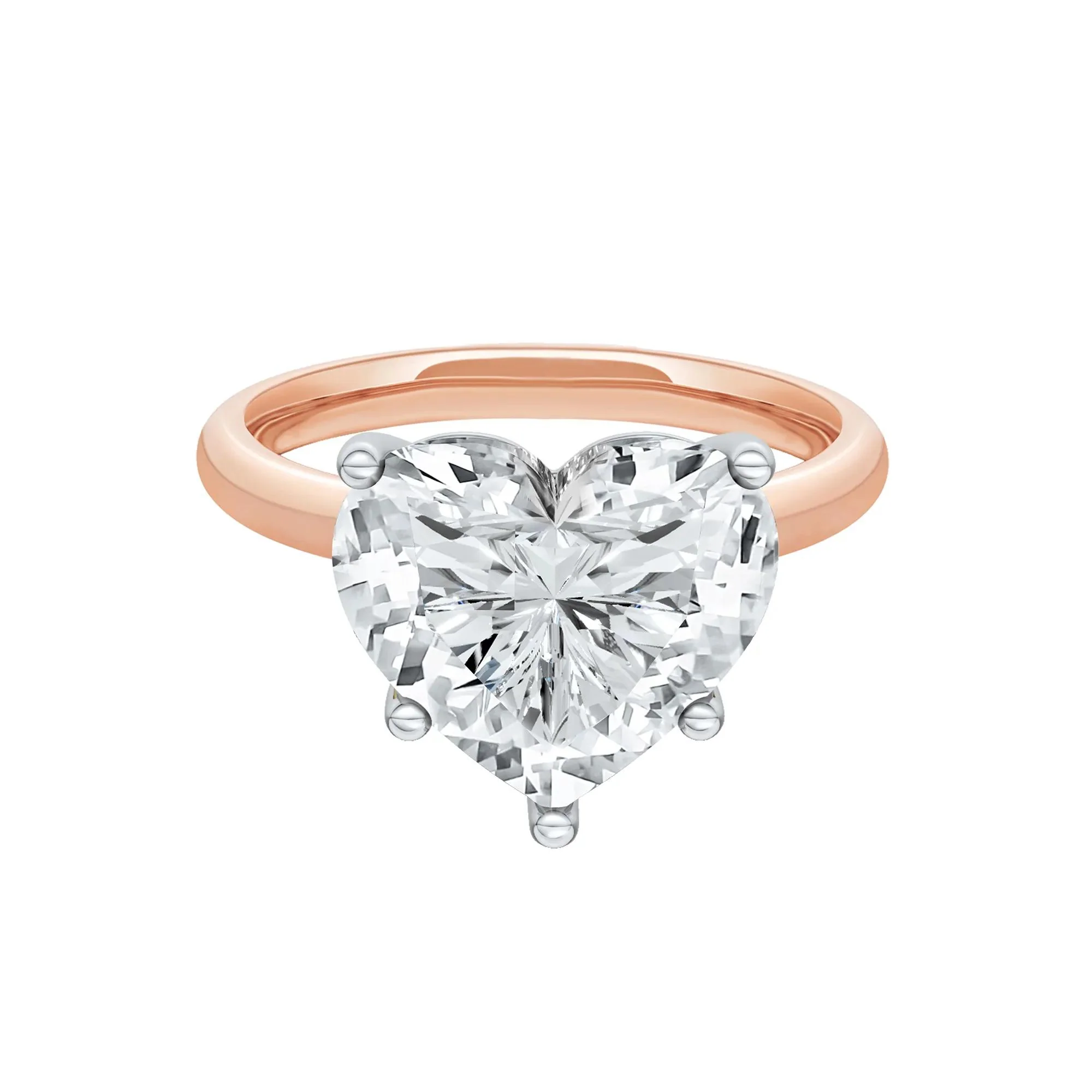 Lab Grown Diamond Heart-Shaped Solitaire Ring 14K Rose & White Gold (5 CT.) Size 7 2mm