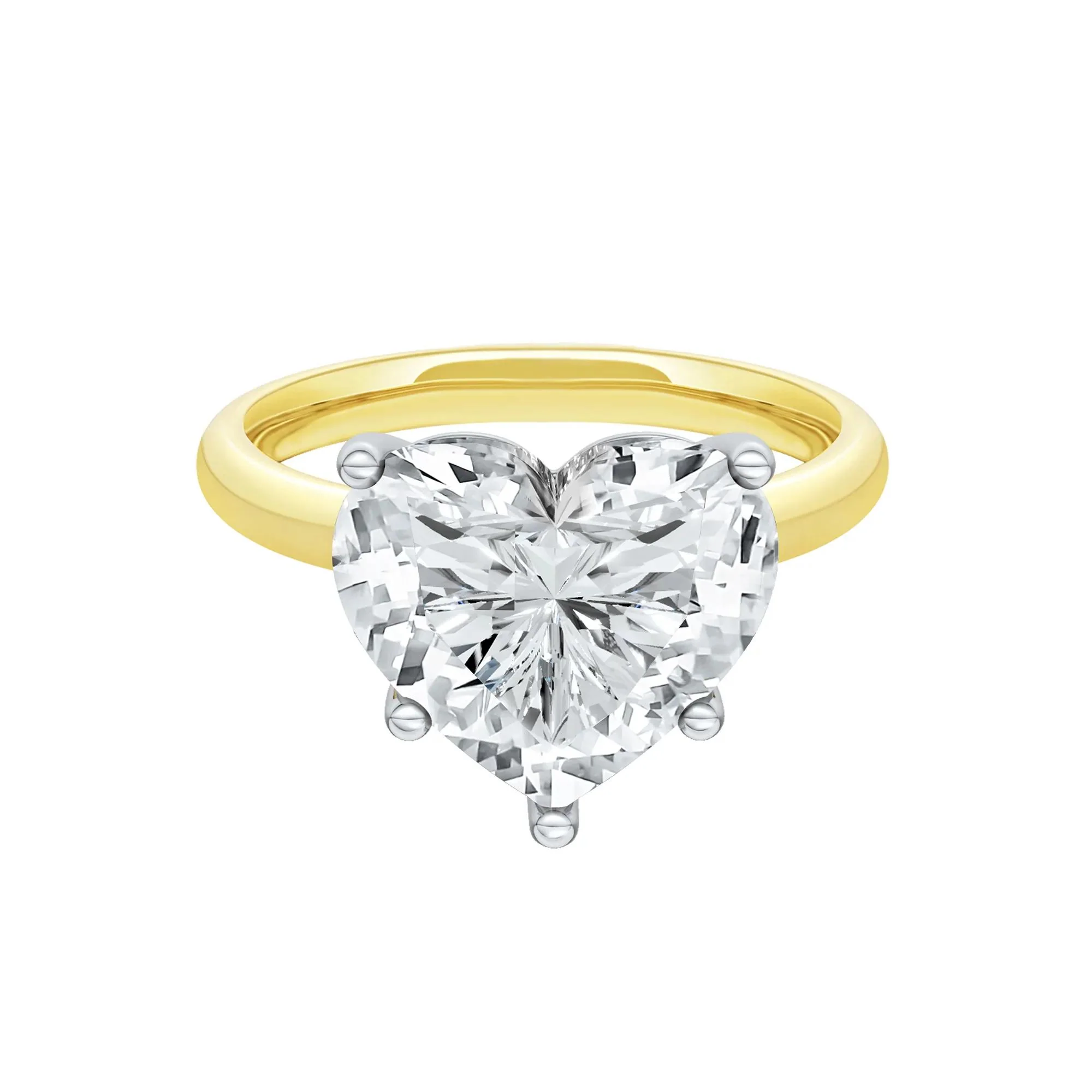 Lab Grown Diamond Heart-Shaped Solitaire Ring 14K Yellow & White Gold (5 CT.) Size 9.5 2mm