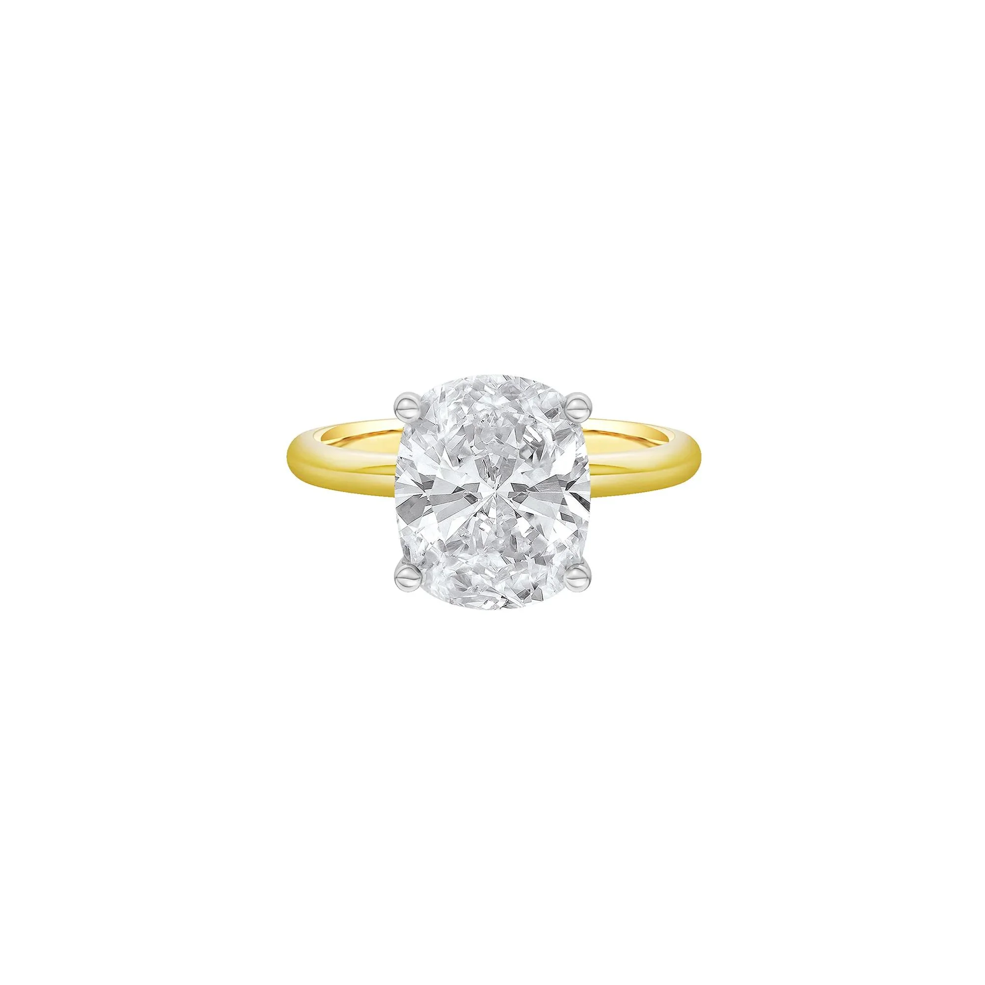 5 CT. Tw. Lab Grown Diamond Elongated Cushion-Cut Engagement Ring 14K Yellow and White Gold Size 5.5 2mm