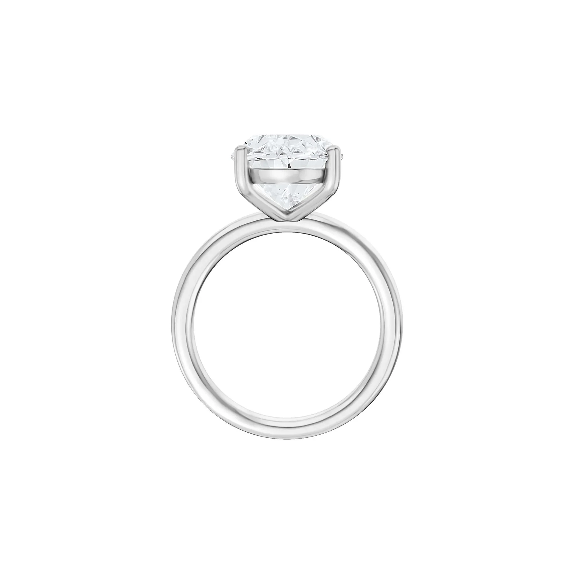 Lab Grown Diamond Oval Solitaire Ring 14K White Gold (5 CT.) Size 4 2mm - Image 2