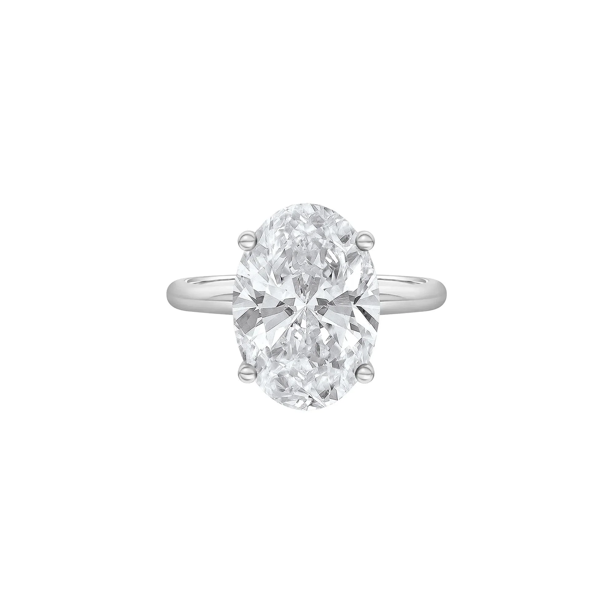 Lab Grown Diamond Oval Solitaire Ring 14K White Gold (5 CT.) Size 8 2mm