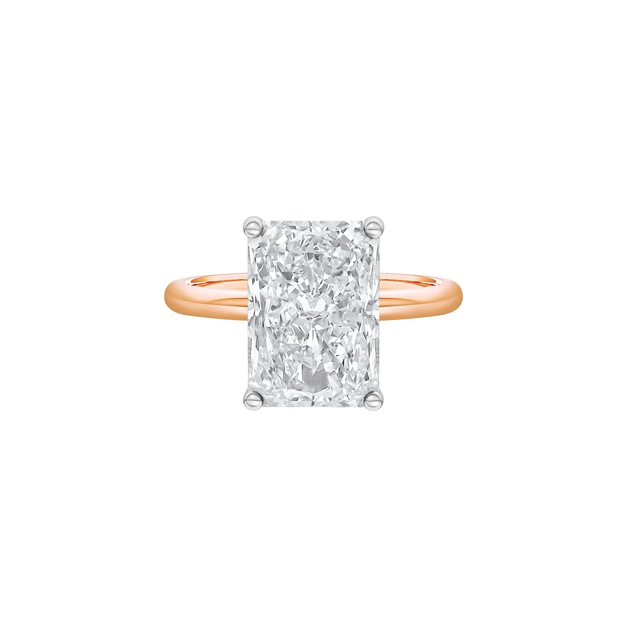 Lab Grown Diamond Radiant-Cut Solitaire Ring 14K Rose & White Gold (5 CT.) Size 6 2mm