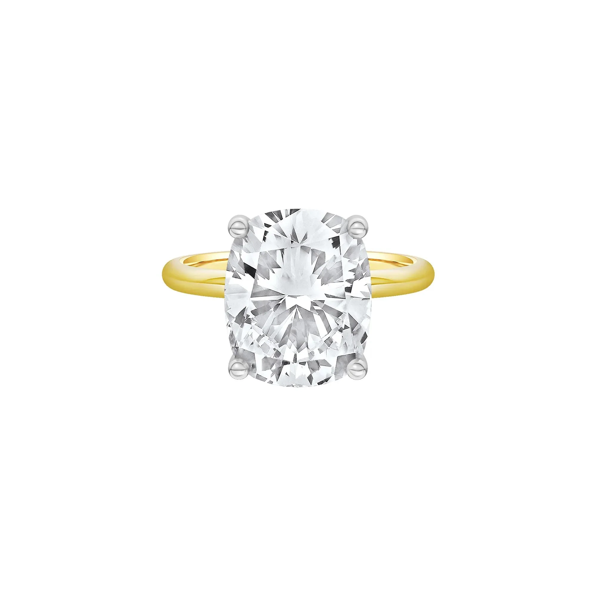 6 CT. Tw. Lab Grown Diamond Elongated Cushion-Cut Engagement Ring 14K Yellow and White Gold Size 6 2mm
