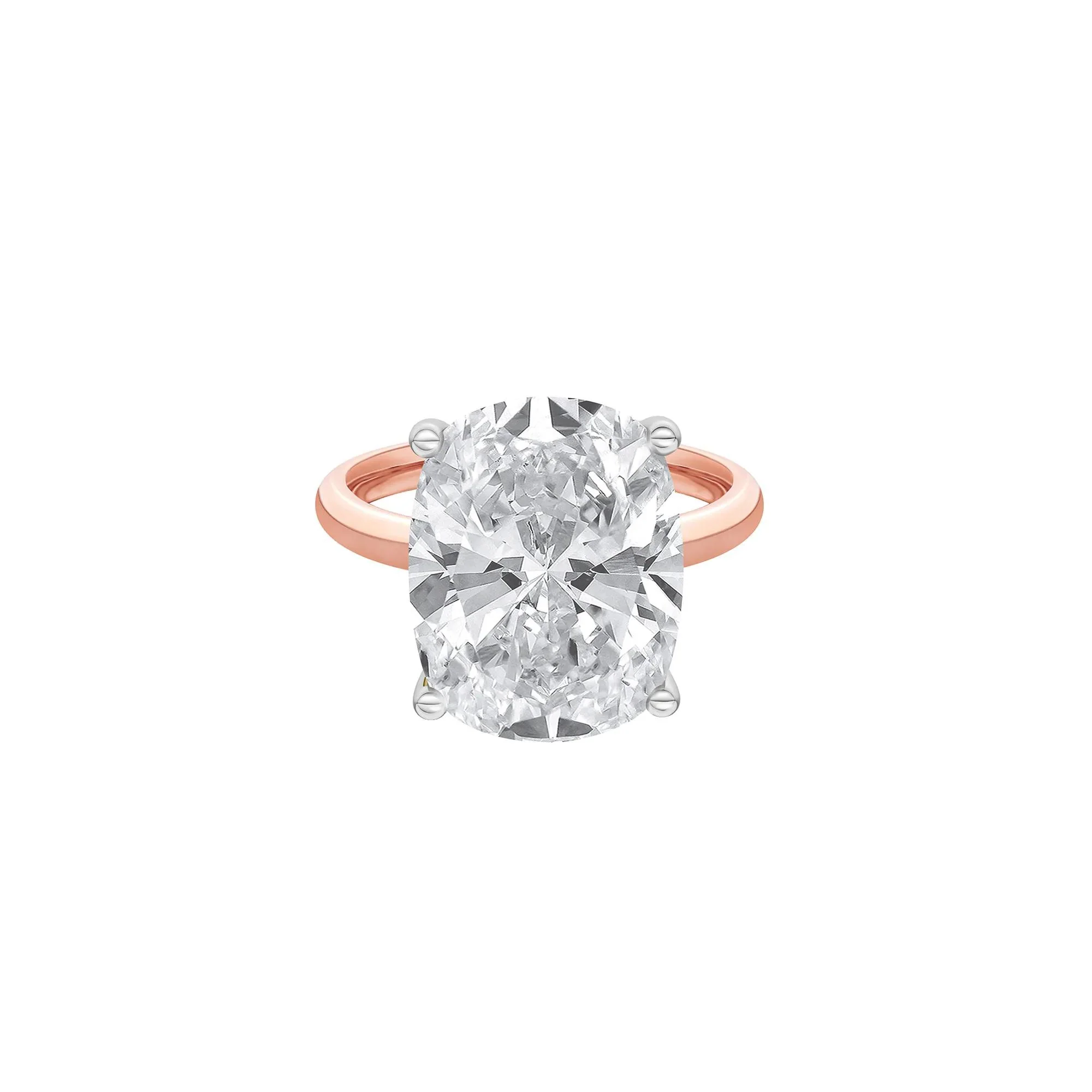7 CT. Tw. Lab Grown Diamond Elongated Cushion-Cut Engagement Ring 14K Rose and White Gold Size 11 2mm