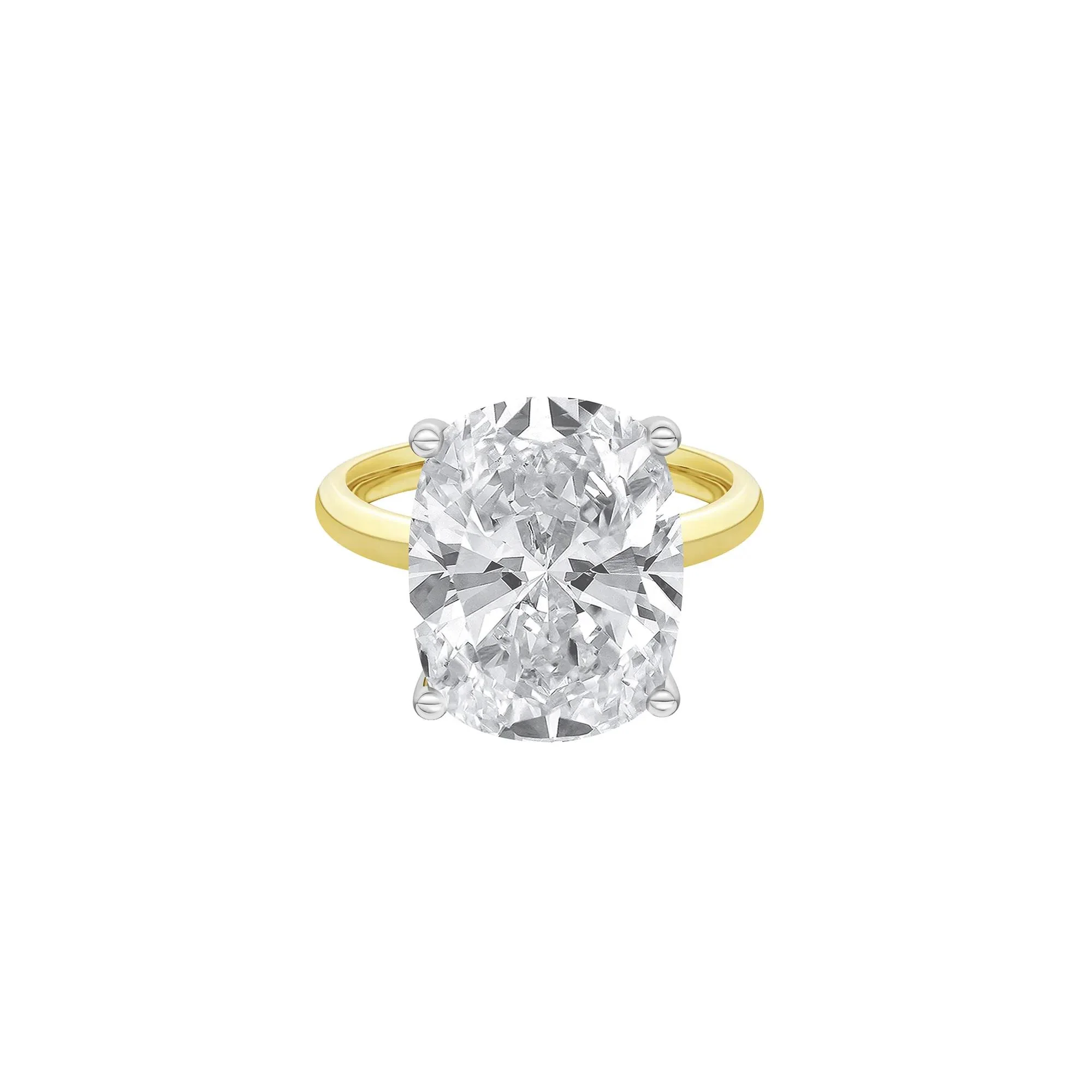 7 CT. Tw. Lab Grown Diamond Elongated Cushion-Cut Engagement Ring 14K Yellow and White Gold Size 7 2mm