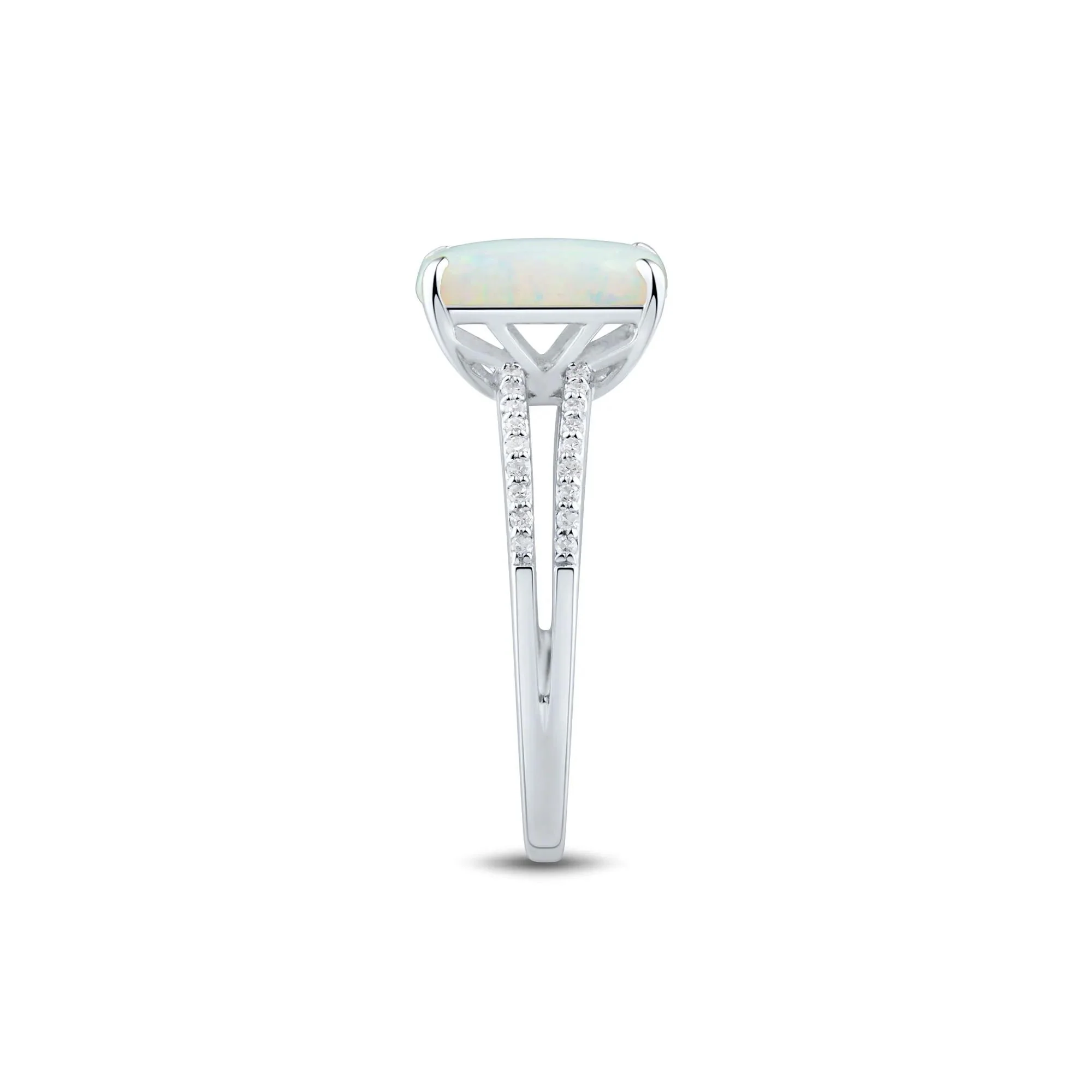 Lab-Created Opal and Lab-Created White Sapphire Ring .925 Sterling Silver Size 8.5 1mm - Image 3