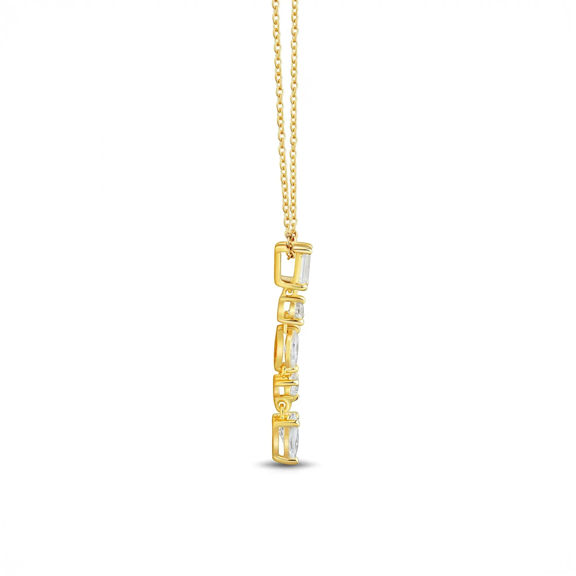 1/2 CT. Tw. Lab Grown Diamond Mixed-Shape Drop Pendant Necklace 14K Yellow Gold Size 17" - Image 2