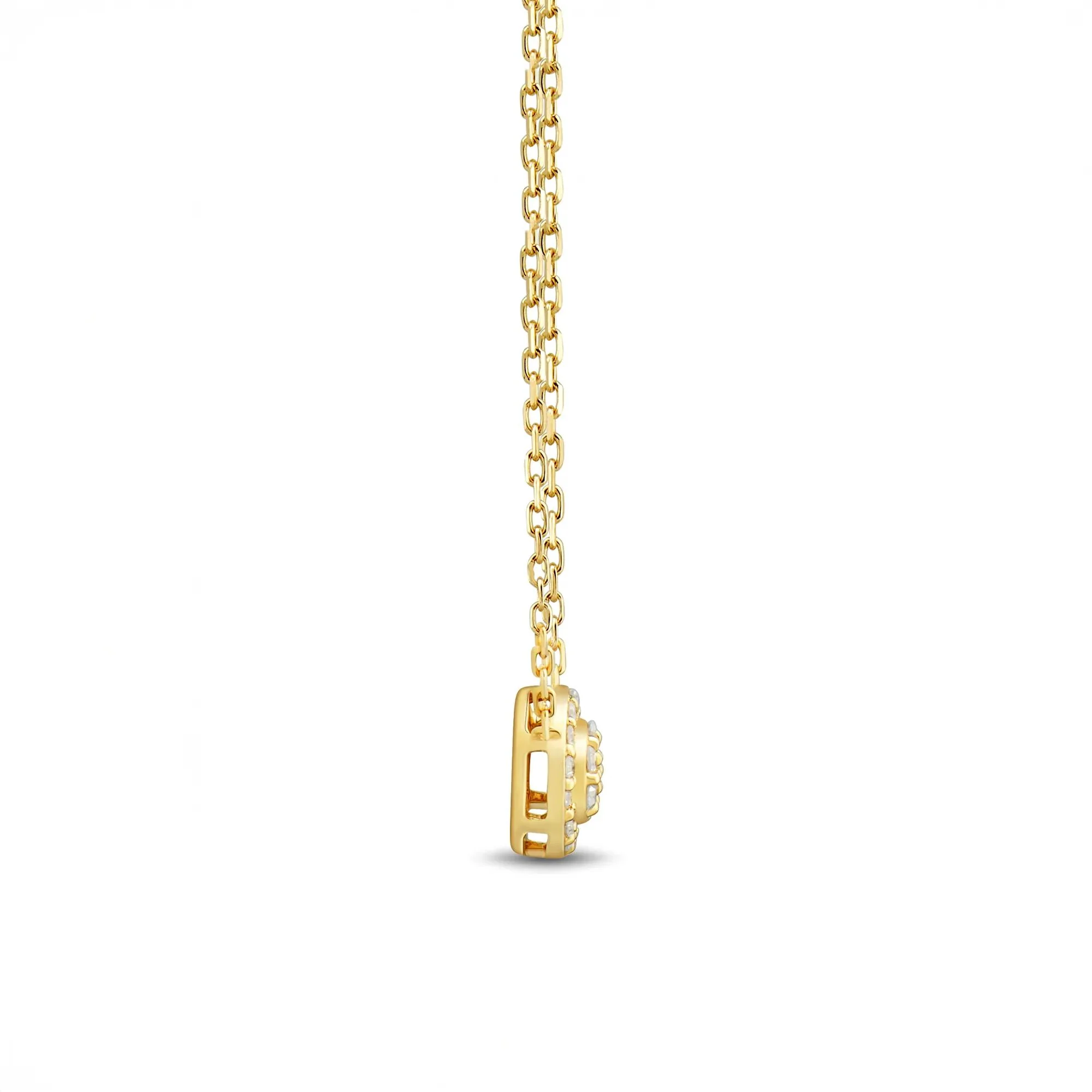 1/10 CT. Tw. Diamond Cluster Halo Pendant Necklace 10K Yellow Gold Size 17" - Image 2