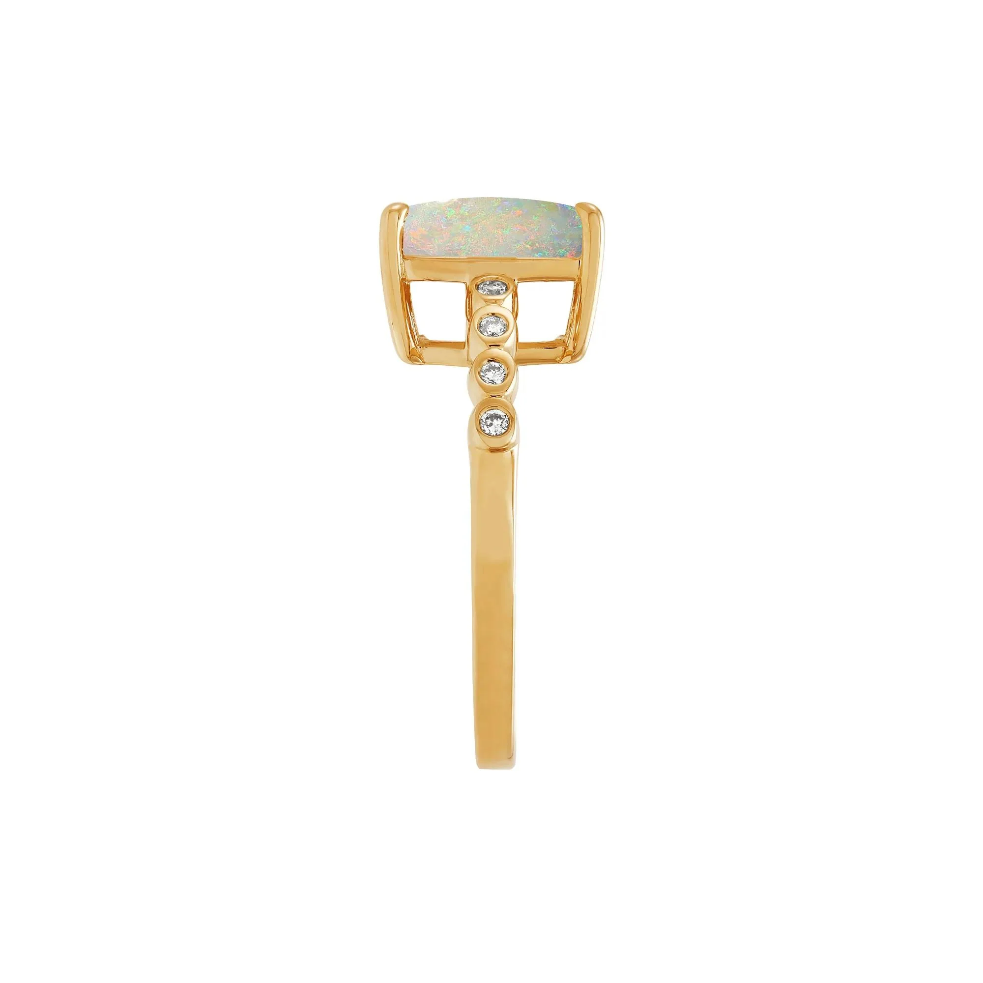 Opal Cabochon & Diamond Accent Ring 10K Yellow Gold Size 6.5 1mm - Image 3