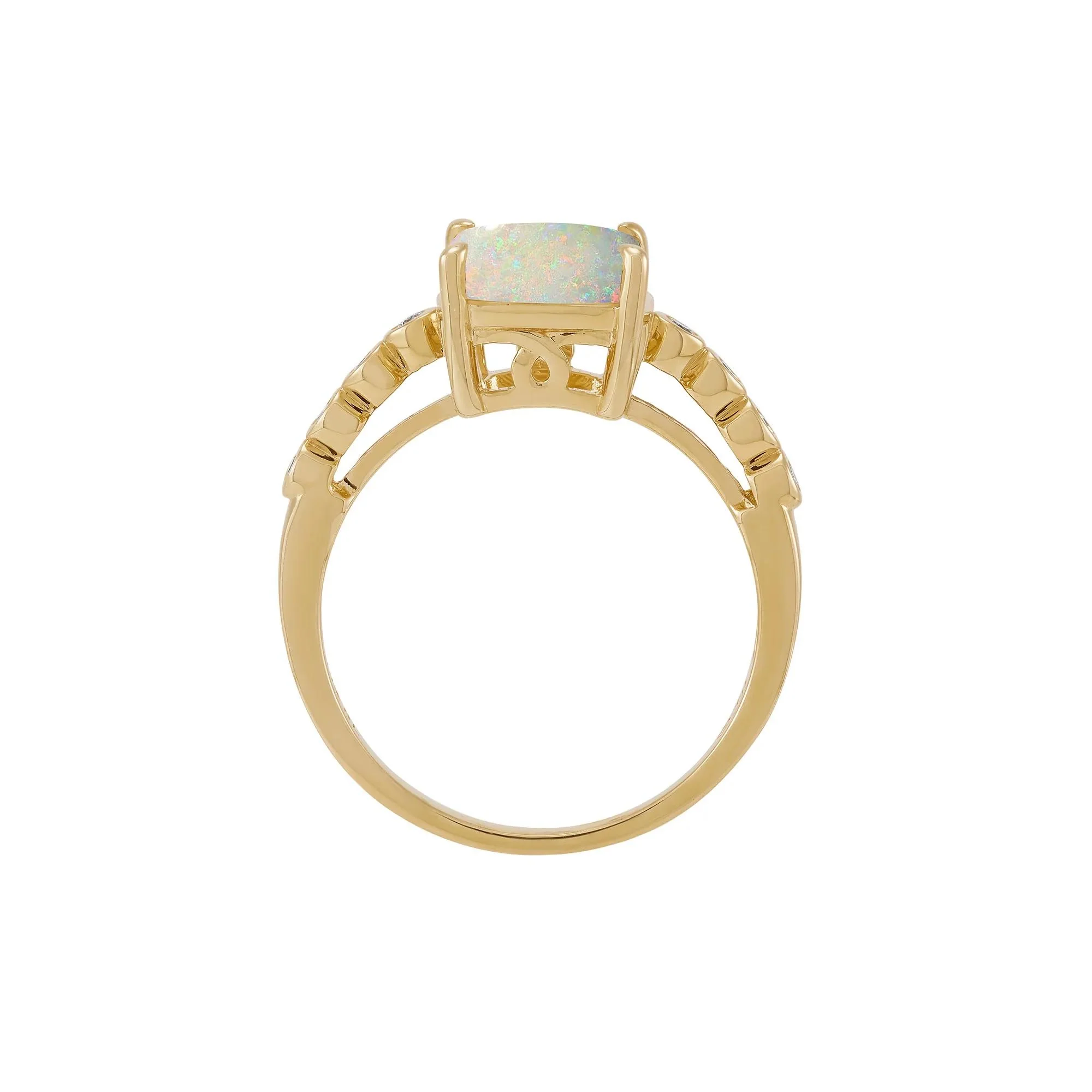 Opal Cabochon & Diamond Accent Ring 10K Yellow Gold Size 8 1mm - Image 2
