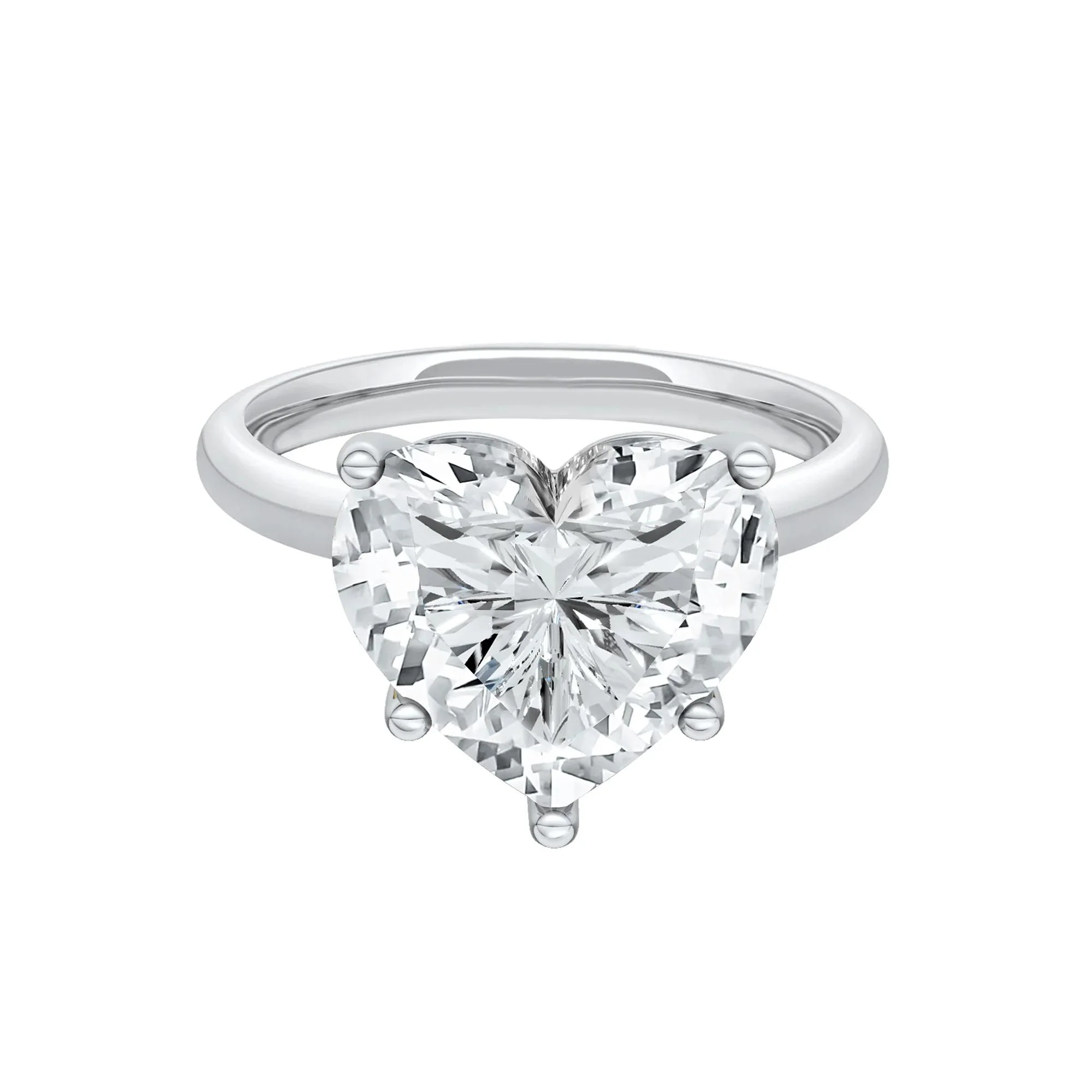 Lab Grown Diamond Heart-Shaped Solitaire Ring Platinum (5 CT.) White Size 7.5 2mm