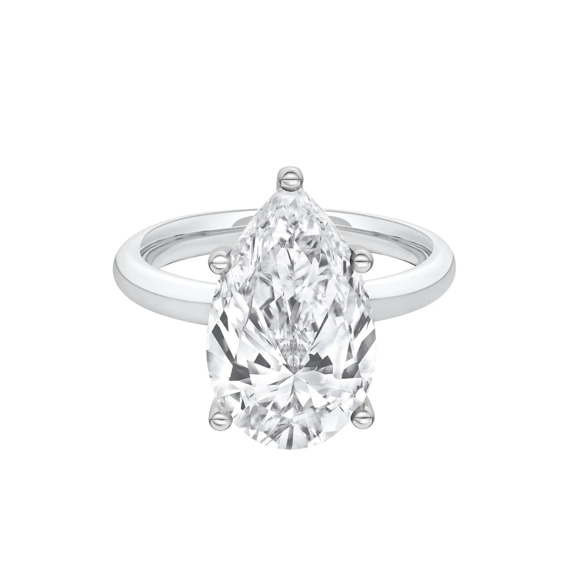 Lab Grown Diamond Pear-Shaped Solitaire Ring 14K White Gold (5 CT.) Size 9 2mm