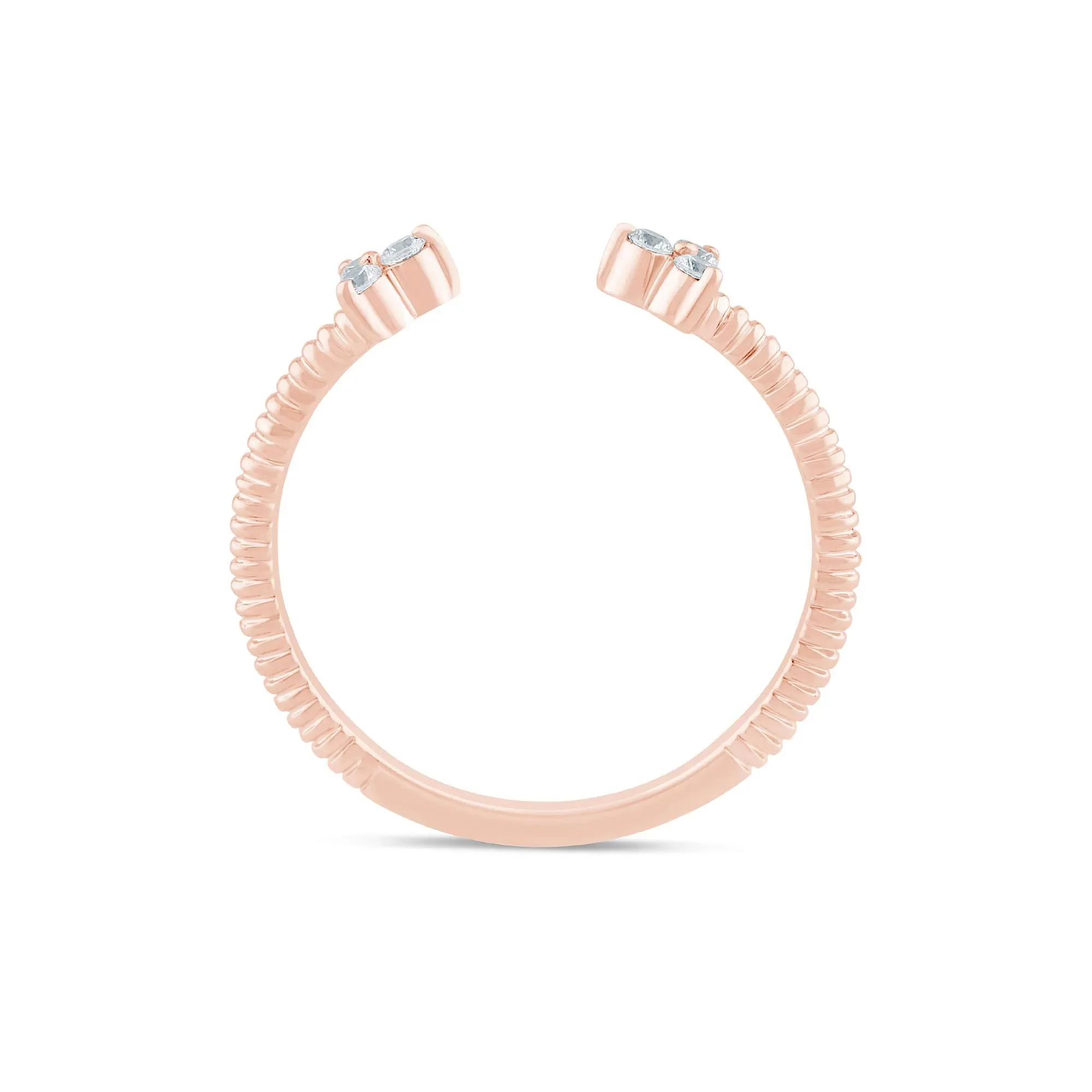 1/10 CT. Tw. Diamond Open Ring 10K Rose Gold Size 7 1.5mm - Image 2