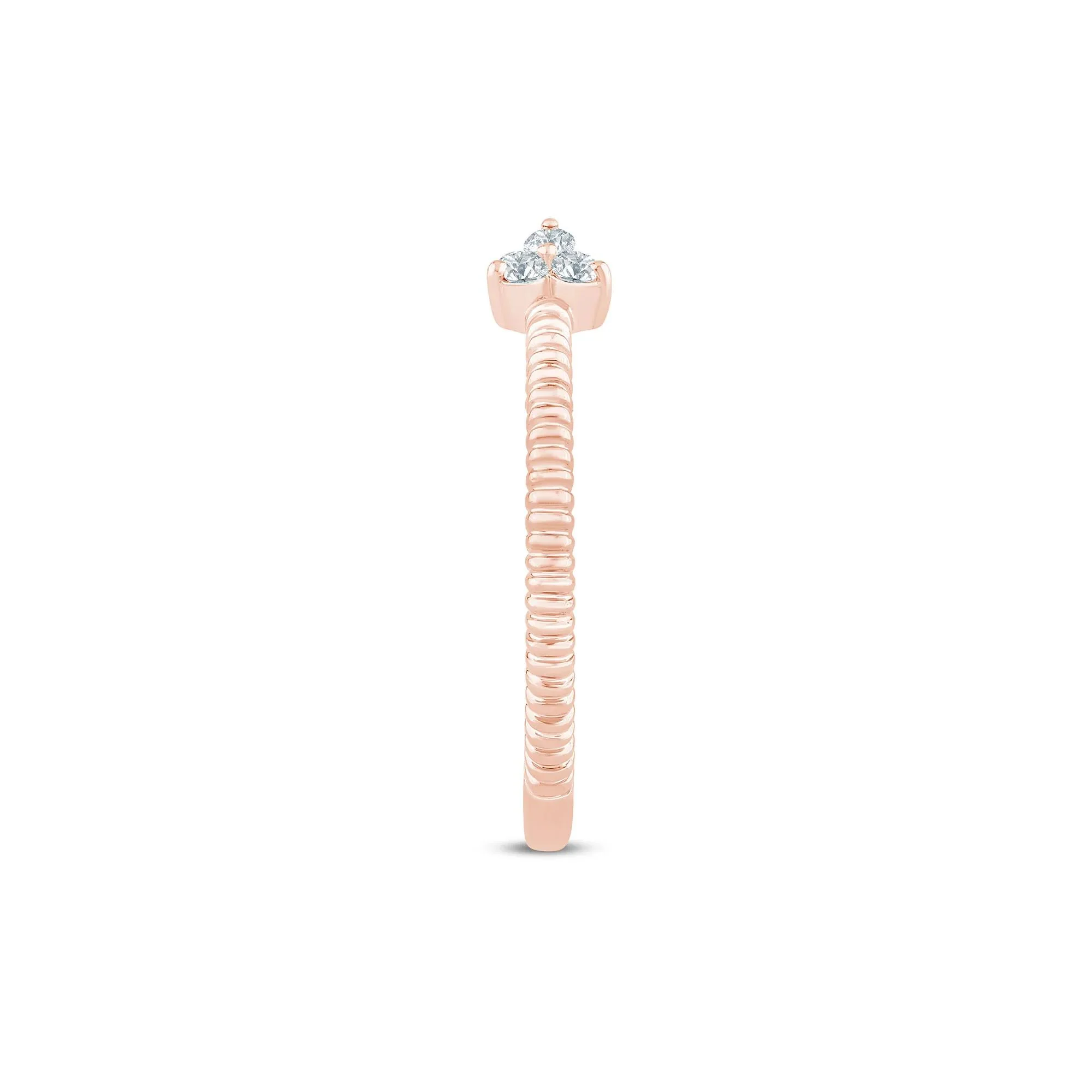 1/10 CT. Tw. Diamond Open Ring 10K Rose Gold Size 8 1.5mm - Image 3