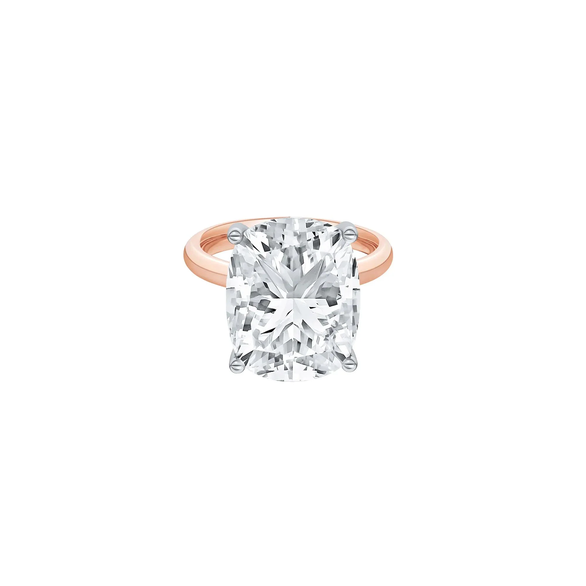 9 CT. Tw. Lab Grown Diamond Elongated Cushion-Cut Engagement Ring 14K Rose and White Gold Size 12 2mm