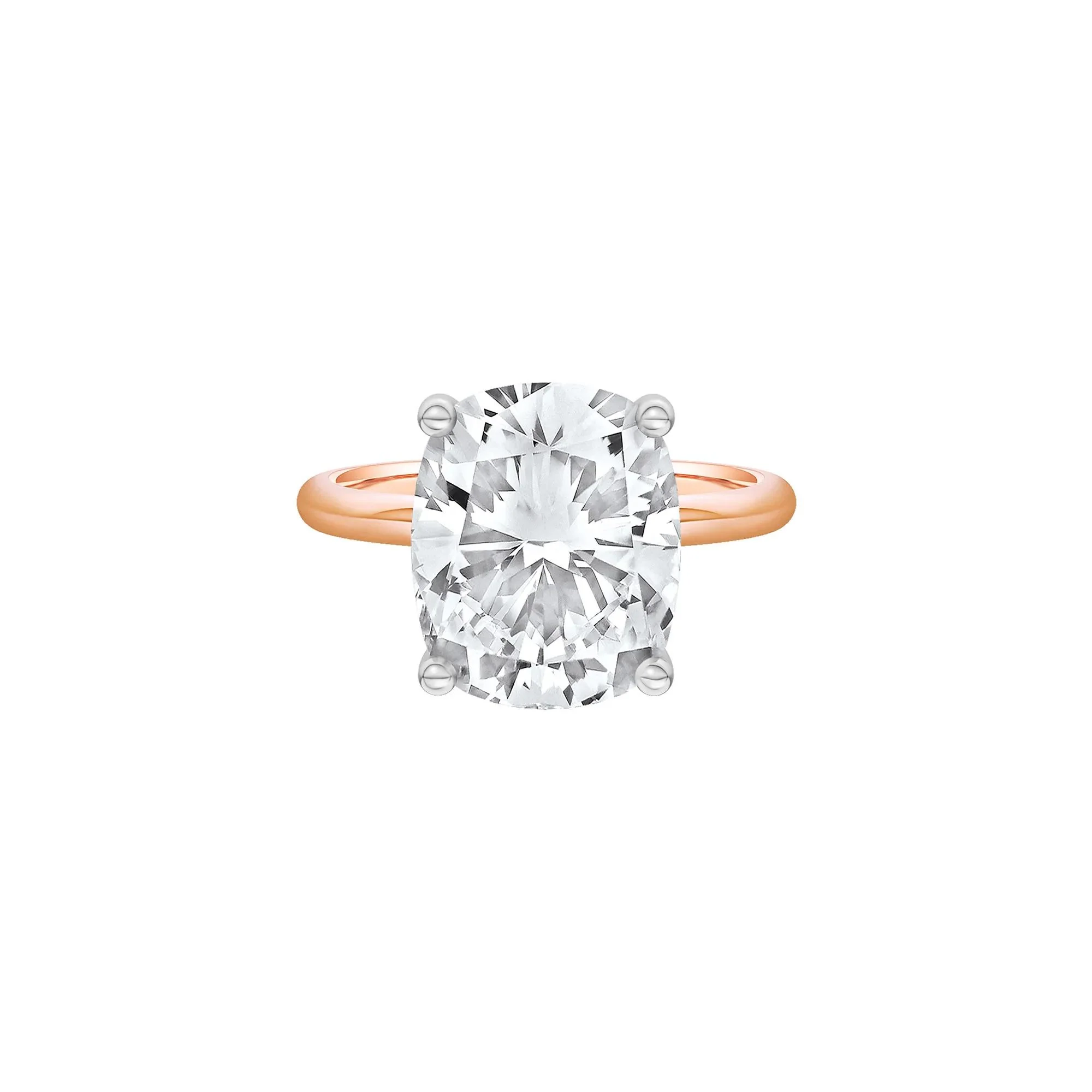 6 CT. Tw. Lab Grown Diamond Elongated Cushion-Cut Engagement Ring 14K Rose and White Gold Size 11 2mm