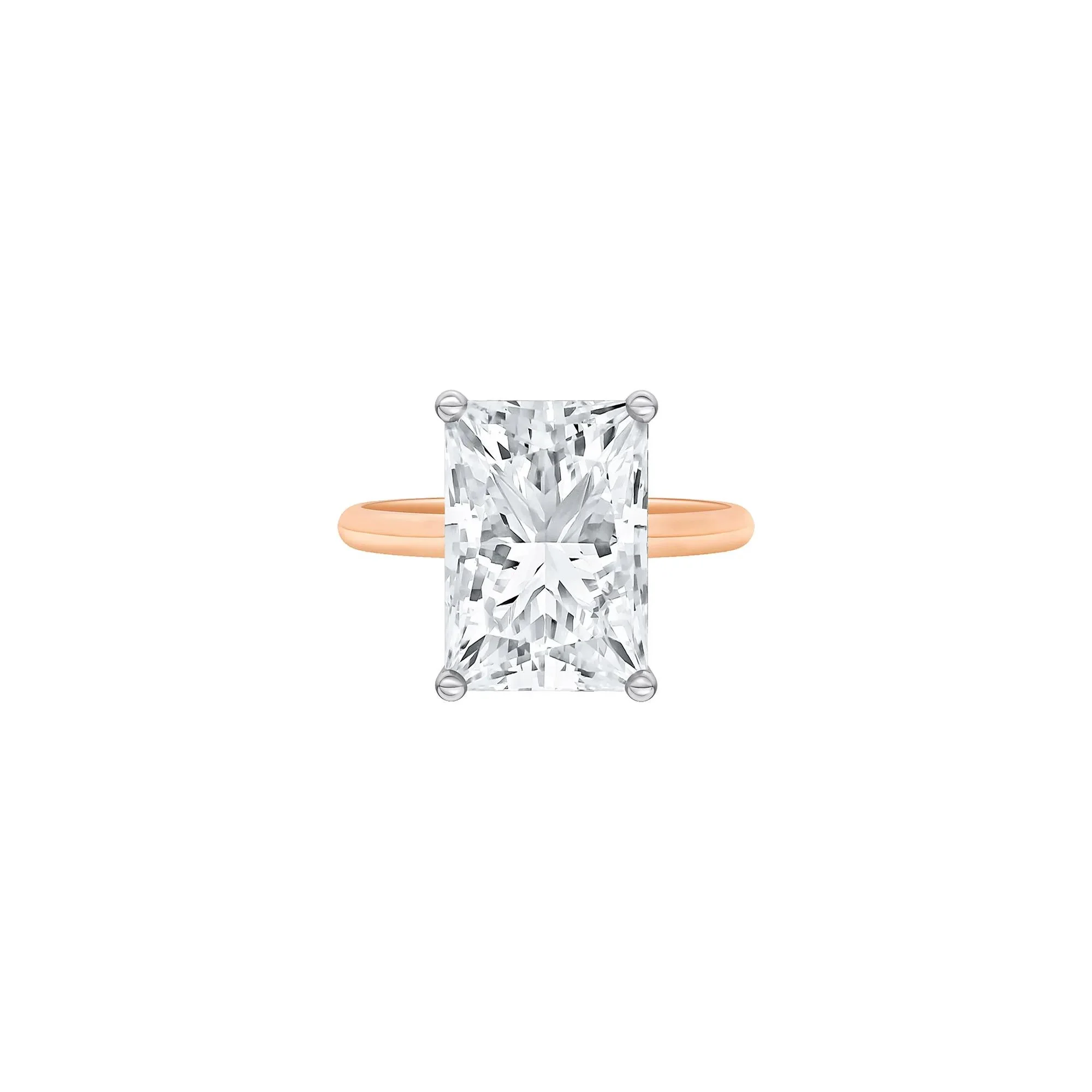Lab Grown Diamond Radiant-Cut Solitaire Ring 14K Rose & White Gold (6 CT.) Size 8 2mm