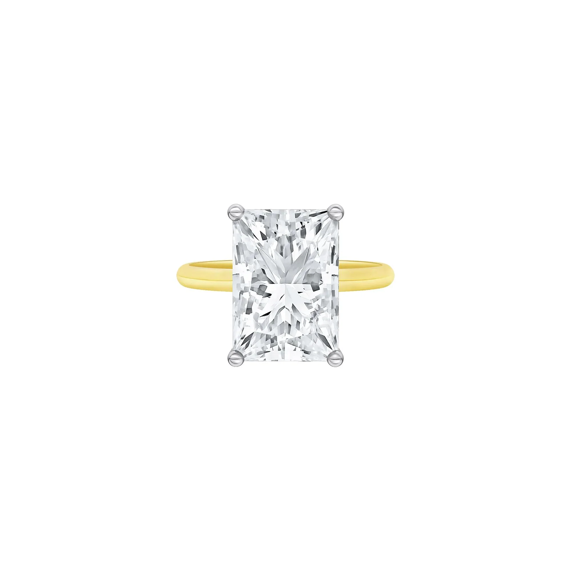Lab Grown Diamond Radiant-Cut Solitaire Ring 14K Yellow & White Gold (6 CT.) Size 10.5 2mm