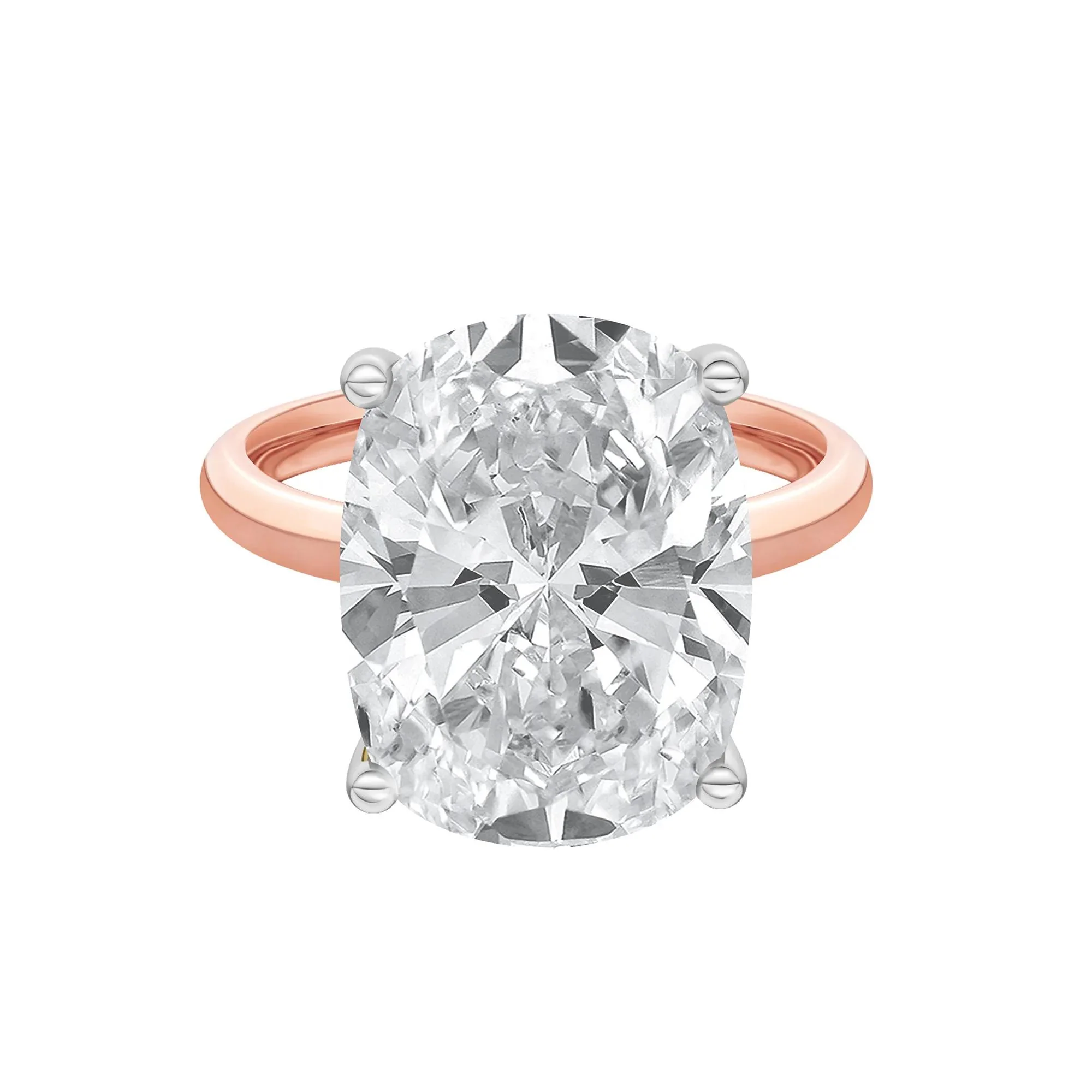 8 CT. Tw. Lab Grown Diamond Elongated Cushion-Cut Engagement Ring 14K Rose and White Gold Size 11.5 2mm