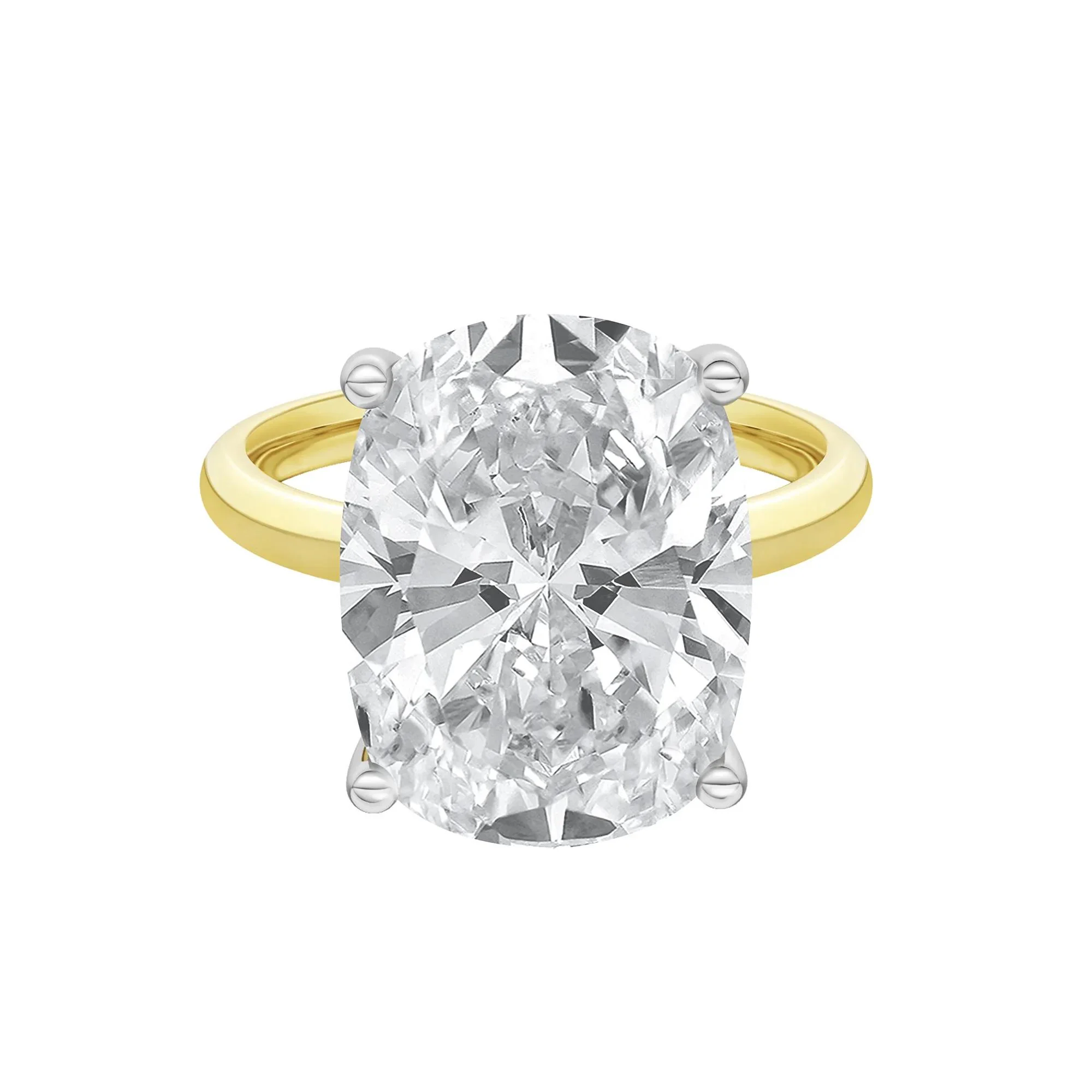 8 CT. Tw. Lab Grown Diamond Elongated Cushion-Cut Engagement Ring 14K Yellow and White Gold Size 7 2mm