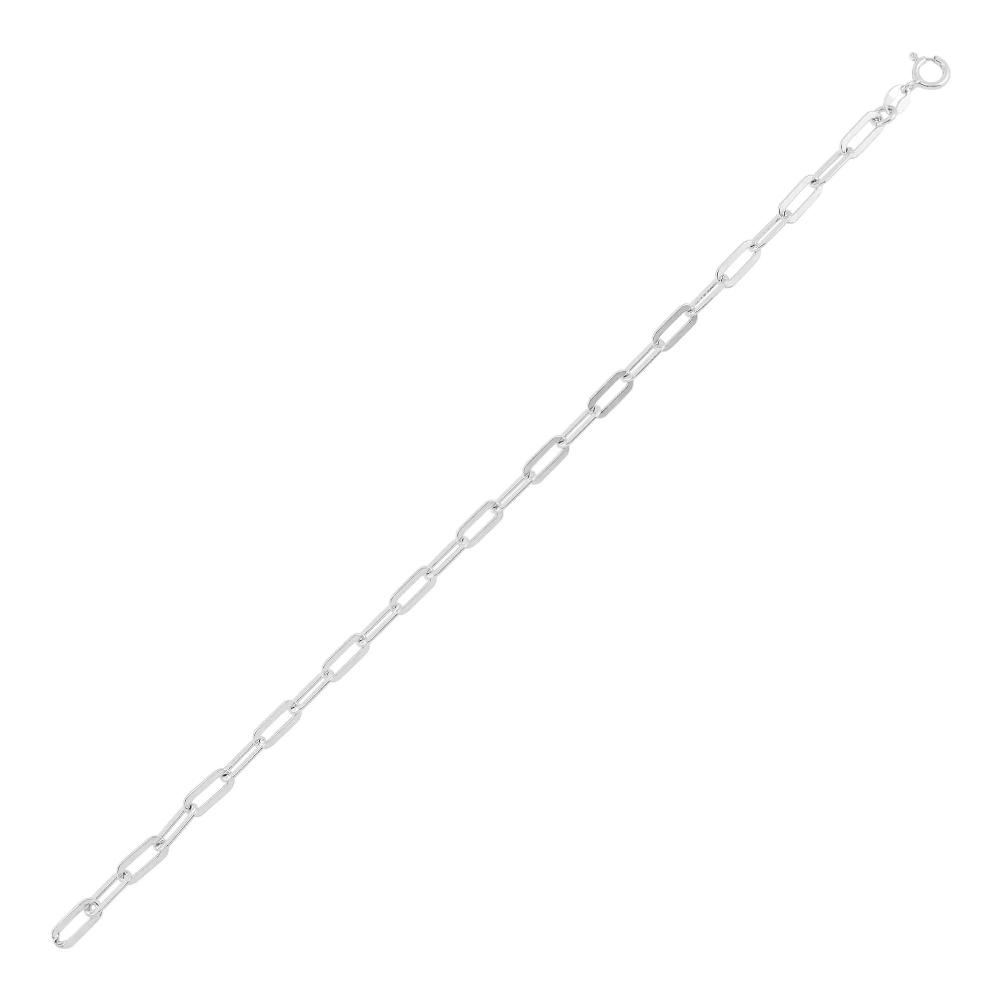 Paperclip Chain Bracelet .925 Sterling Silver White Size 3.90mm - Image 3