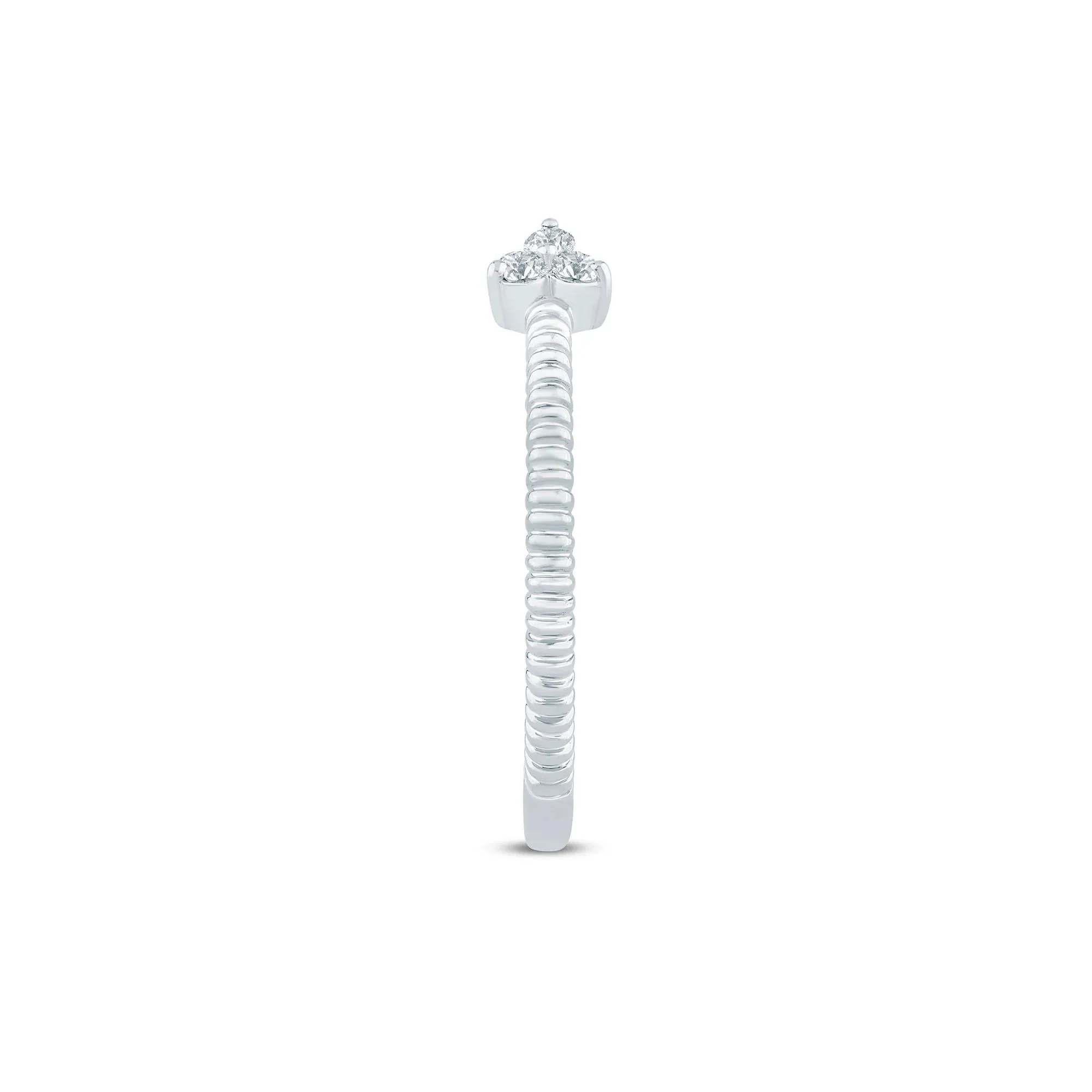 1/10 CT. Tw. Diamond Open Ring 10K White Gold Size 6.5 1.5mm - Image 3