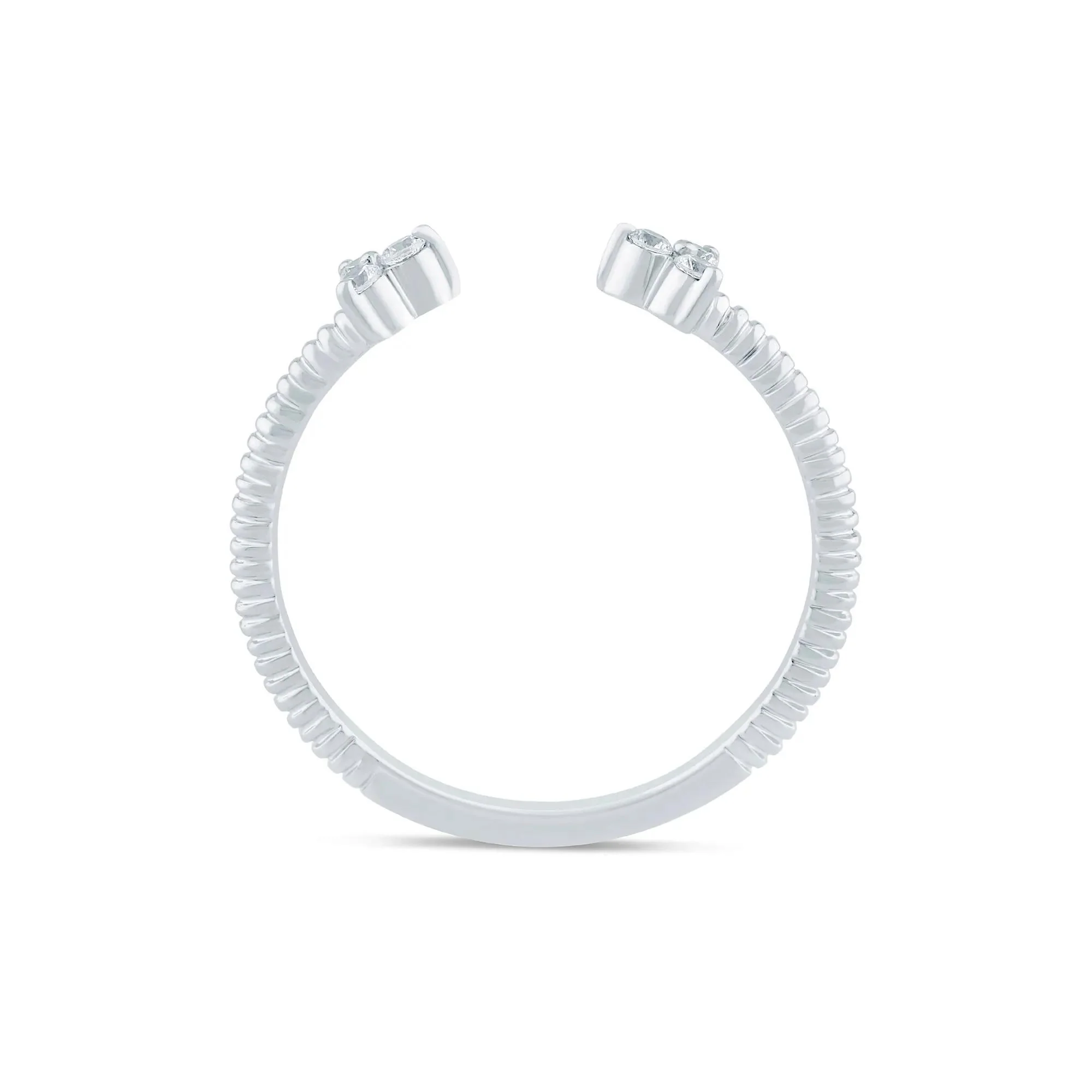 1/10 CT. Tw. Diamond Open Ring 10K White Gold Size 7 1.5mm - Image 2