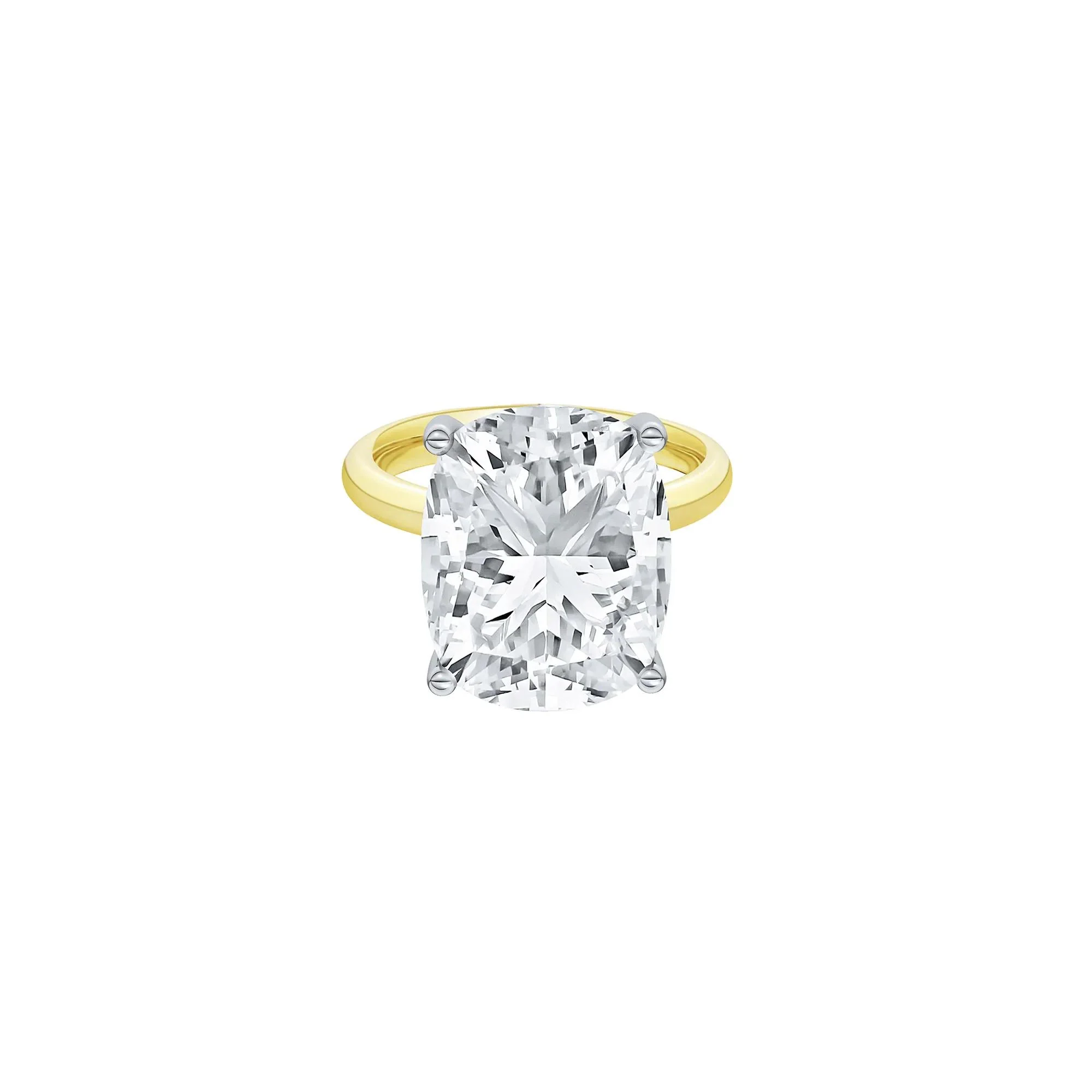 9 CT. Tw. Lab Grown Diamond Elongated Cushion-Cut Engagement Ring 14K Yellow and White Gold Size 6 2mm