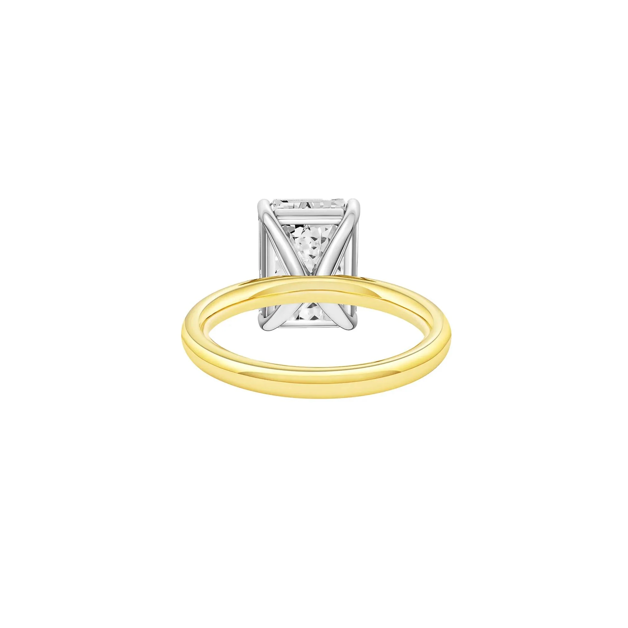 Lab Grown Diamond Emerald-Cut Solitaire Ring 14K Yellow & White Gold (5 CT.) Size 4.5 2mm - Image 4
