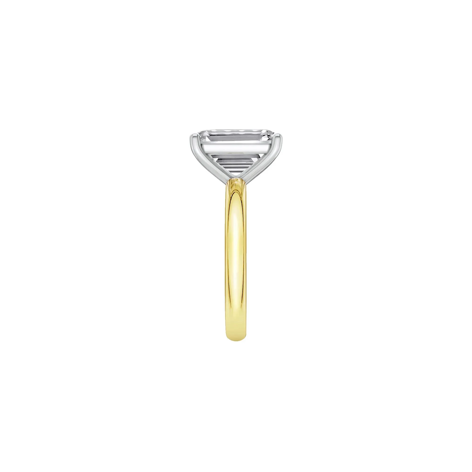 Lab Grown Diamond Emerald-Cut Solitaire Ring 14K Yellow & White Gold (5 CT.) Size 9 2mm - Image 3