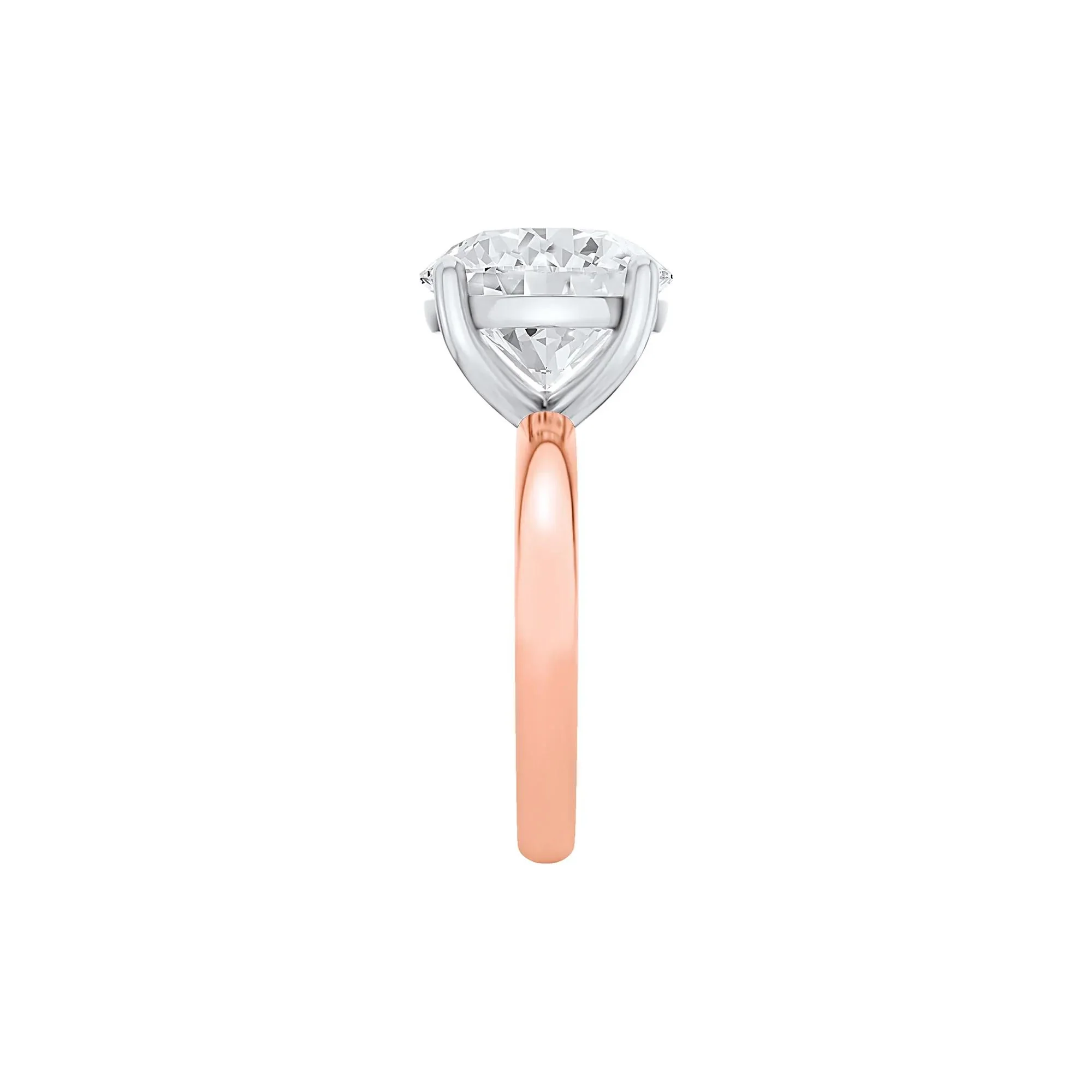 Lab Grown Diamond Round Solitaire Ring 14K Rose & White Gold (6 CT.) Round Brilliant Cut Size 6.5 2mm - Image 3