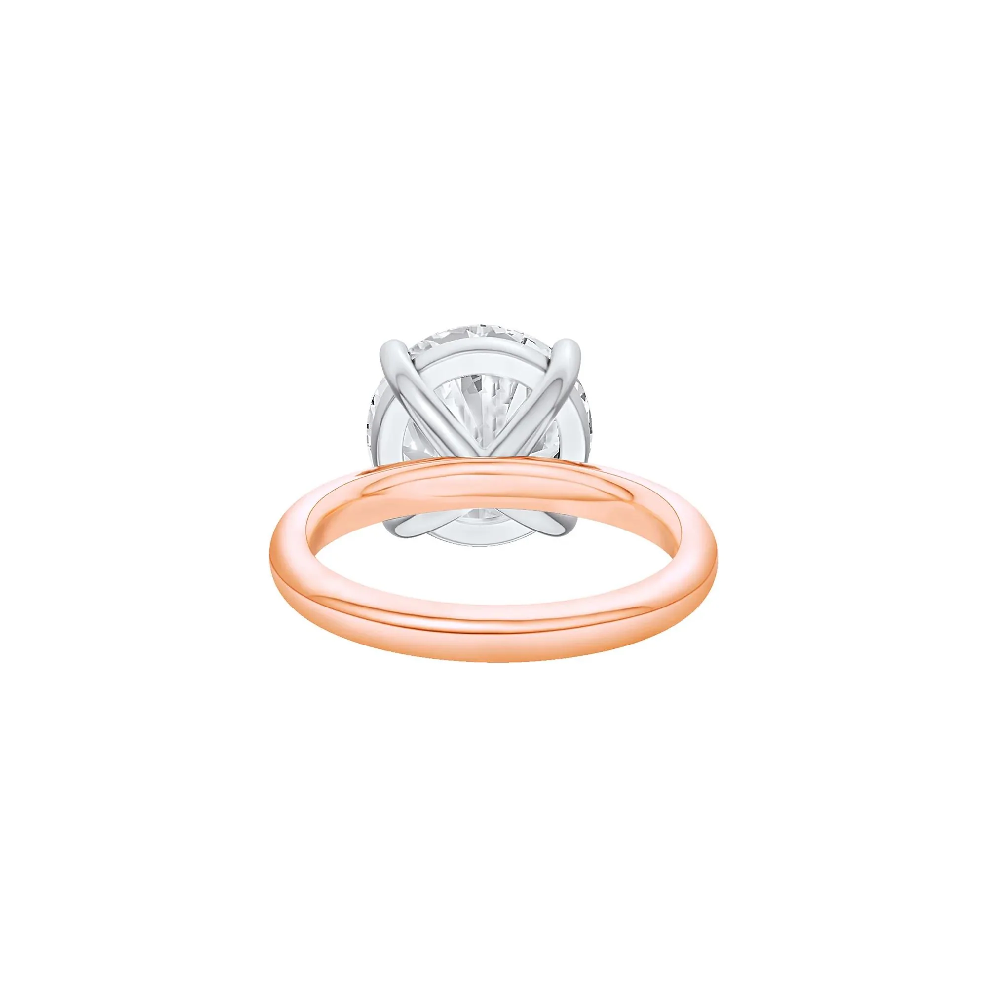 Lab Grown Diamond Round Solitaire Ring 14K Rose & White Gold (6 CT.) Round Brilliant Cut Size 7.5 2mm - Image 4