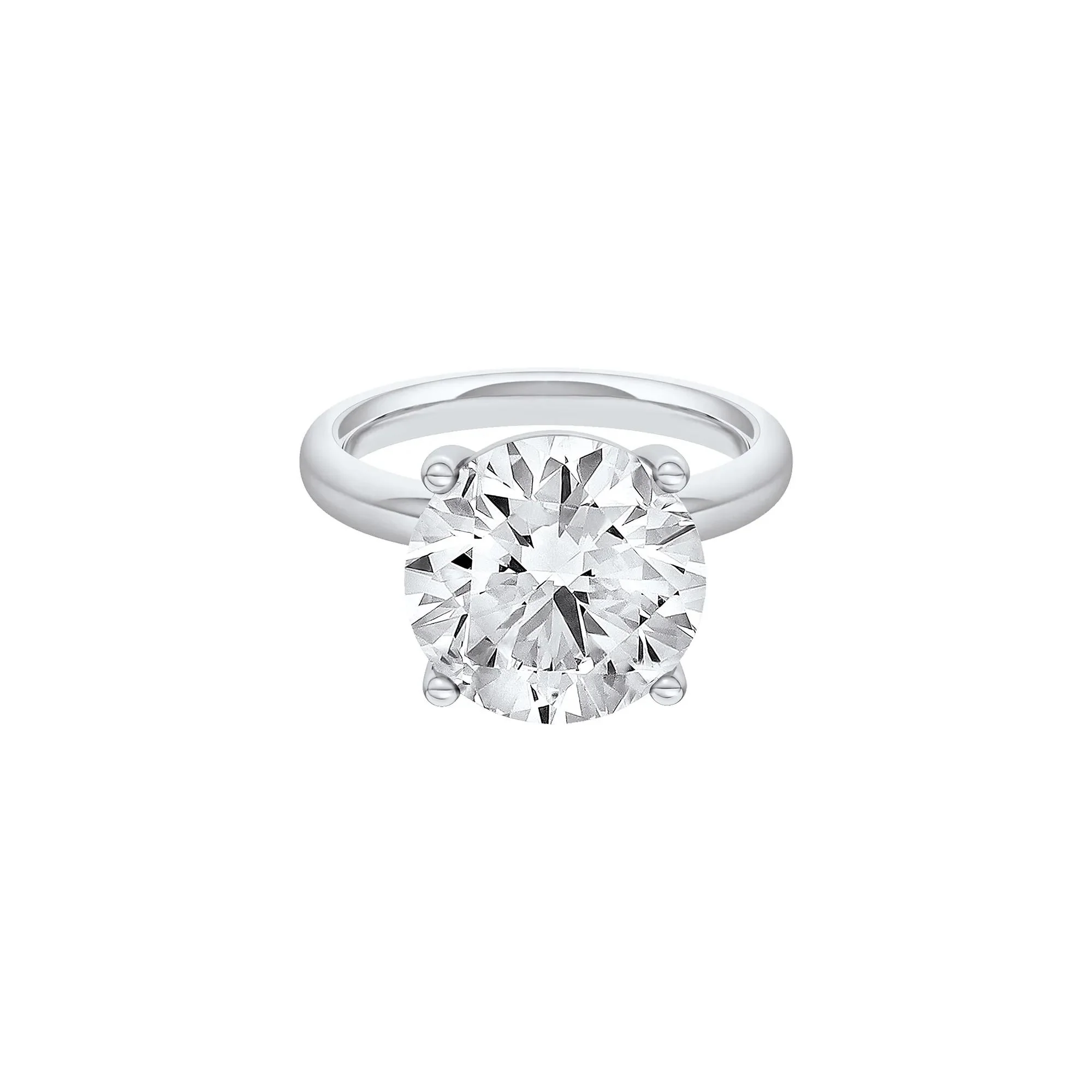 Lab Grown Diamond Round Solitaire Ring 14K White Gold (6 CT.) Round Brilliant Cut Size 7.5 2mm