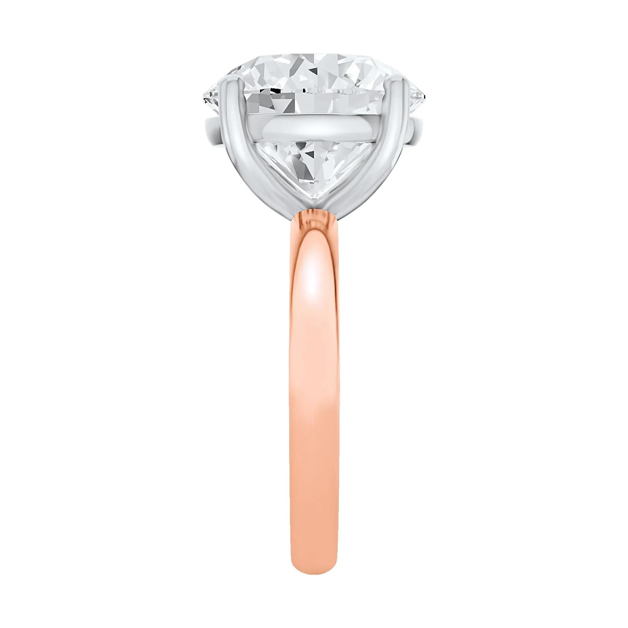 Lab Grown Diamond Round Solitaire Ring 14K Rose & White Gold (7 CT.) Round Brilliant Cut Size 6 2mm - Image 3