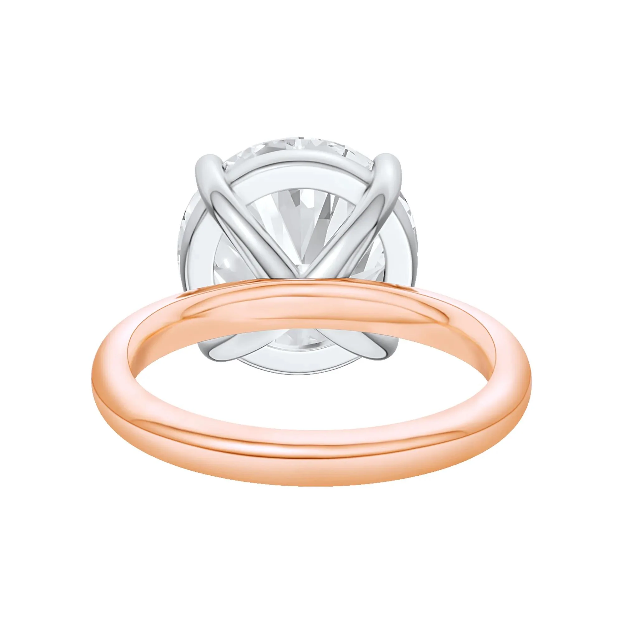 Lab Grown Diamond Round Solitaire Ring 14K Rose & White Gold (7 CT.) Round Brilliant Cut Size 6 2mm - Image 4
