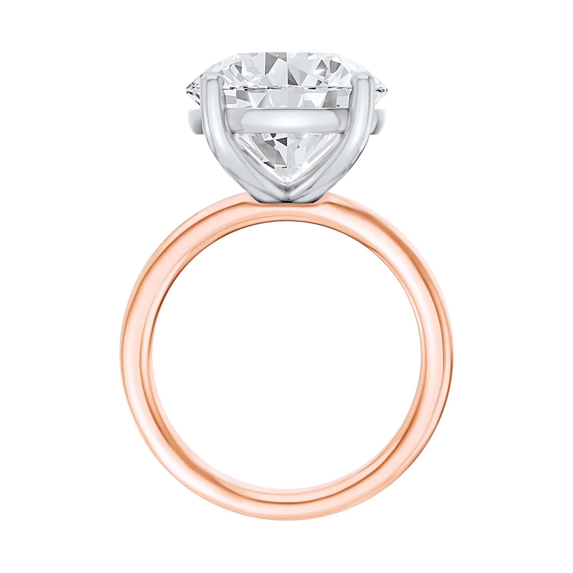 Lab Grown Diamond Round Solitaire Ring 14K Rose & White Gold (7 CT.) Round Brilliant Cut Size 9 2mm - Image 2