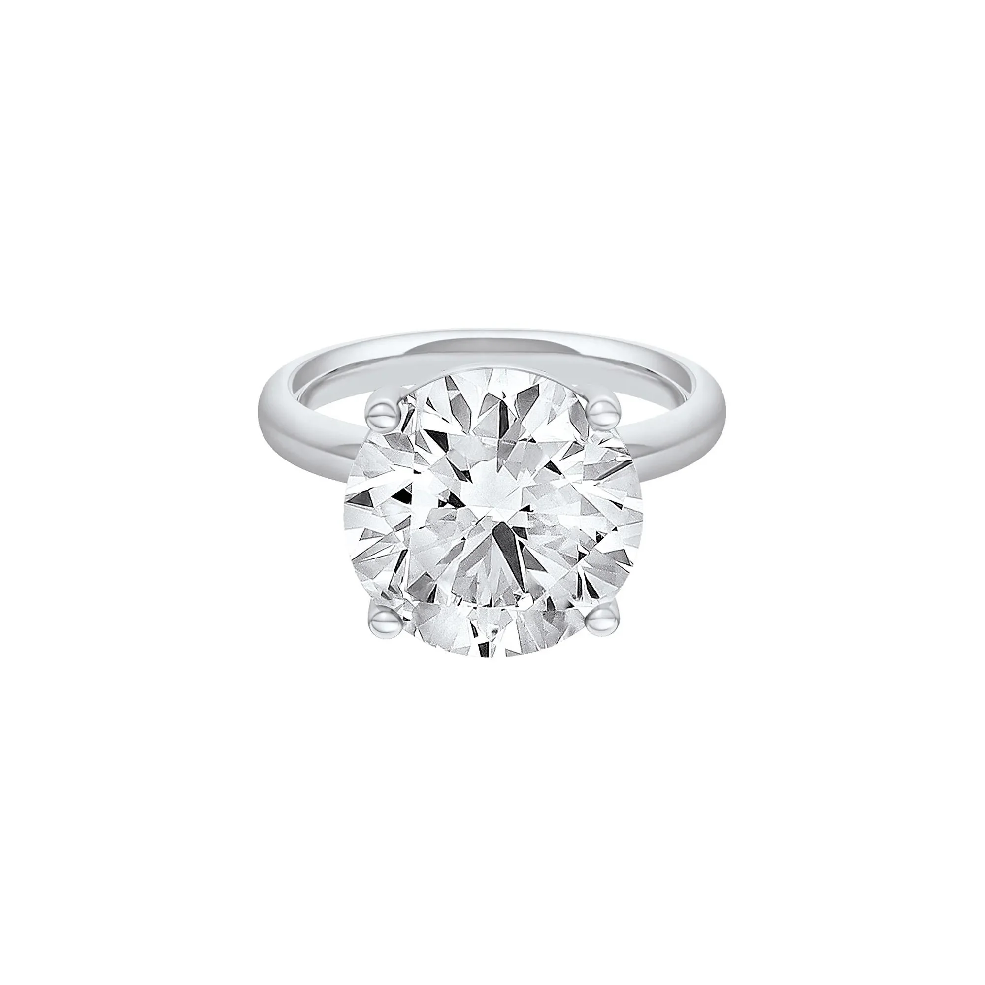 Lab Grown Diamond Round Solitaire Ring 14K White Gold (7 CT.) Round Brilliant Cut Size 7.5 2mm